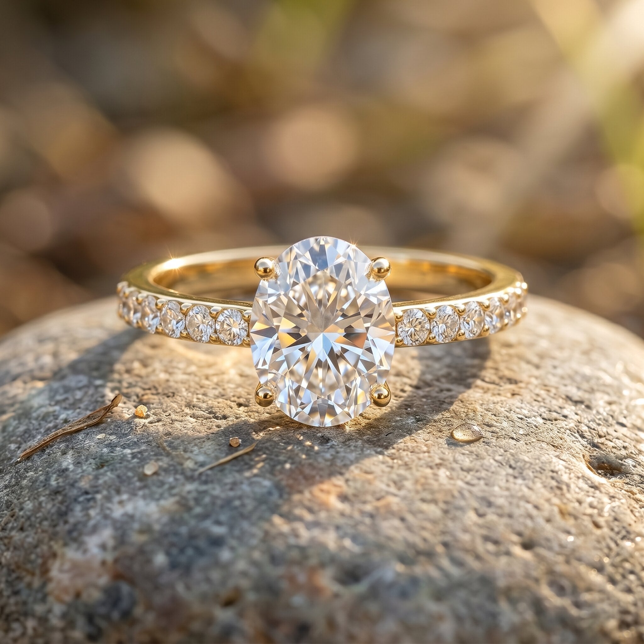 Lab Grown 2 Carat Diamond Oval Engagement Ring with IGI Certificate Lab - ( E-VS1 ) - Rosec Jewels