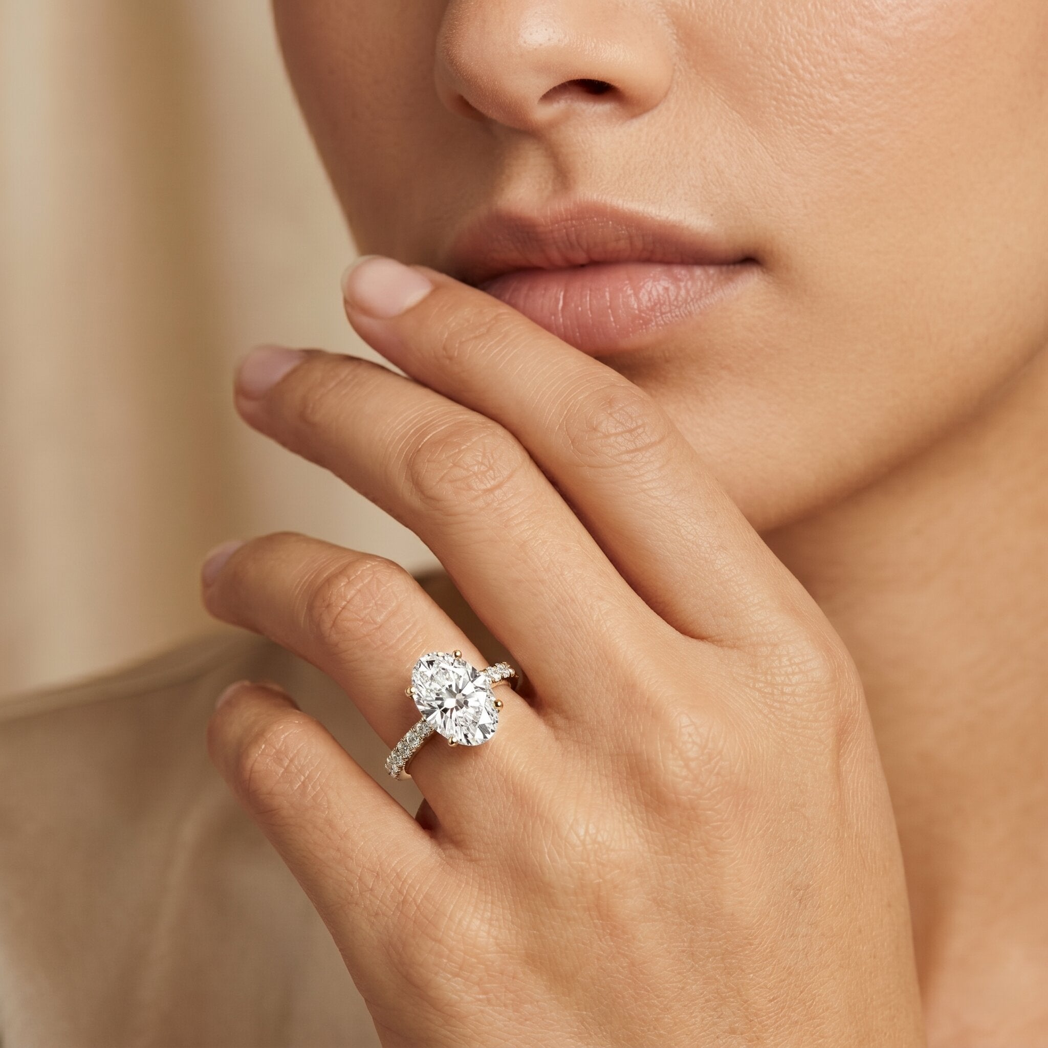 IGI Certified 3 Carat Lab Grown Oval Diamond Engagement Ring for Women Lab - ( EF-VS ) - Rosec Jewels