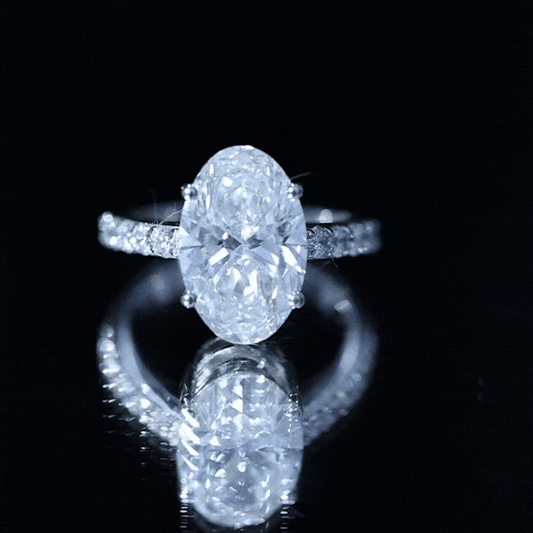 5 Carat Big Lab Grown Diamond Oval Engagement Ring with IGI Certificate Lab - ( E-VS1 ) - Rosec Jewels