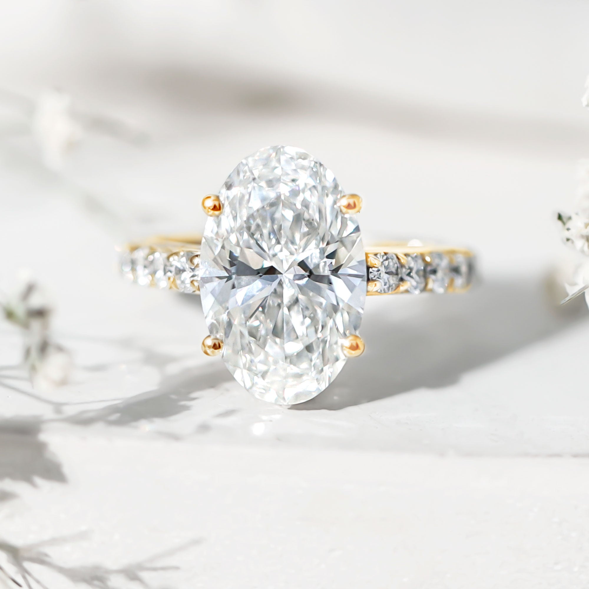 5 Carat Big Lab Grown Diamond Oval Engagement Ring with IGI Certificate Lab - ( E-VS1 ) - Rosec Jewels