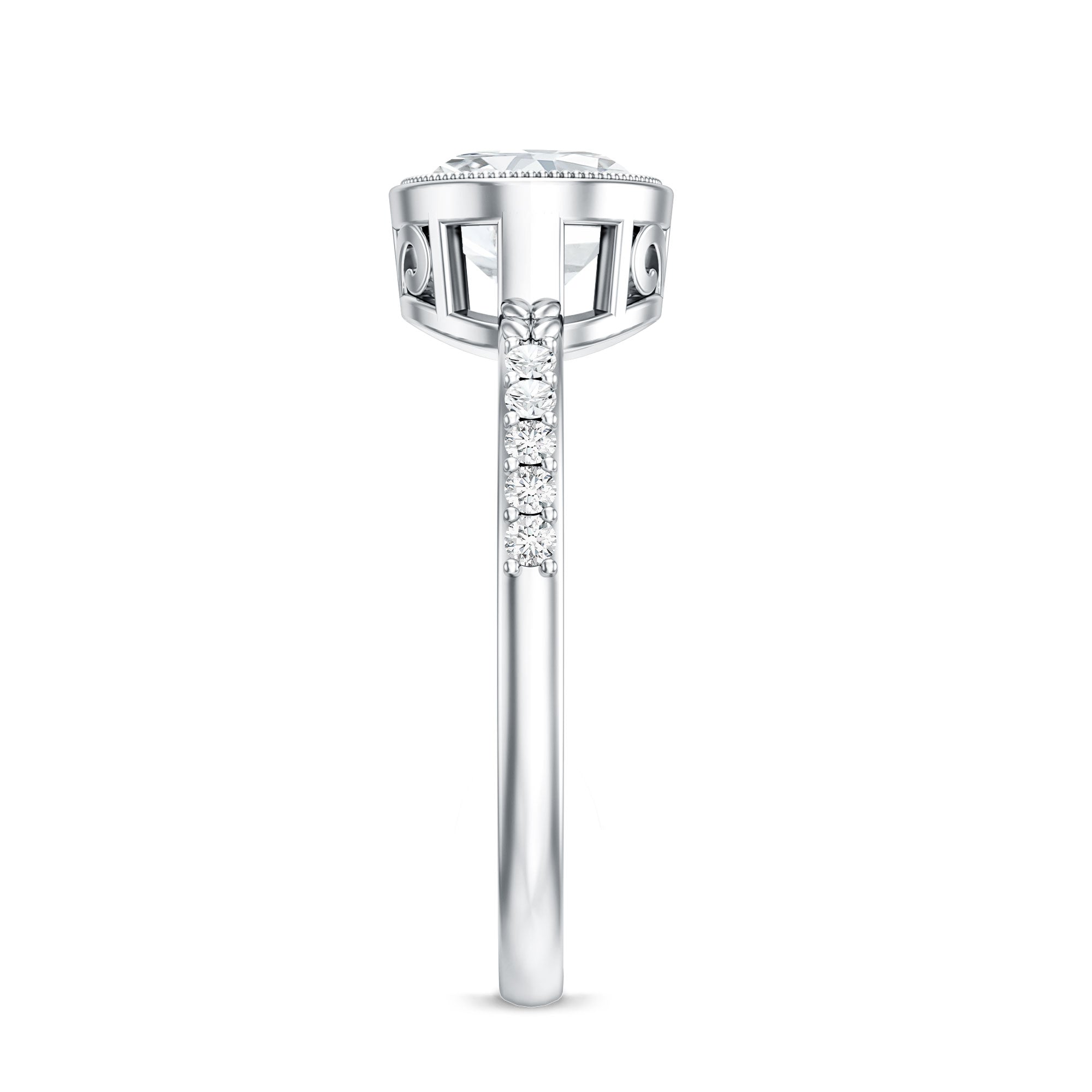 IGI Certified Lab Diamond Engagement Ring with 2 Carat Oval Lab - ( E-VS1 ) - Rosec Jewels