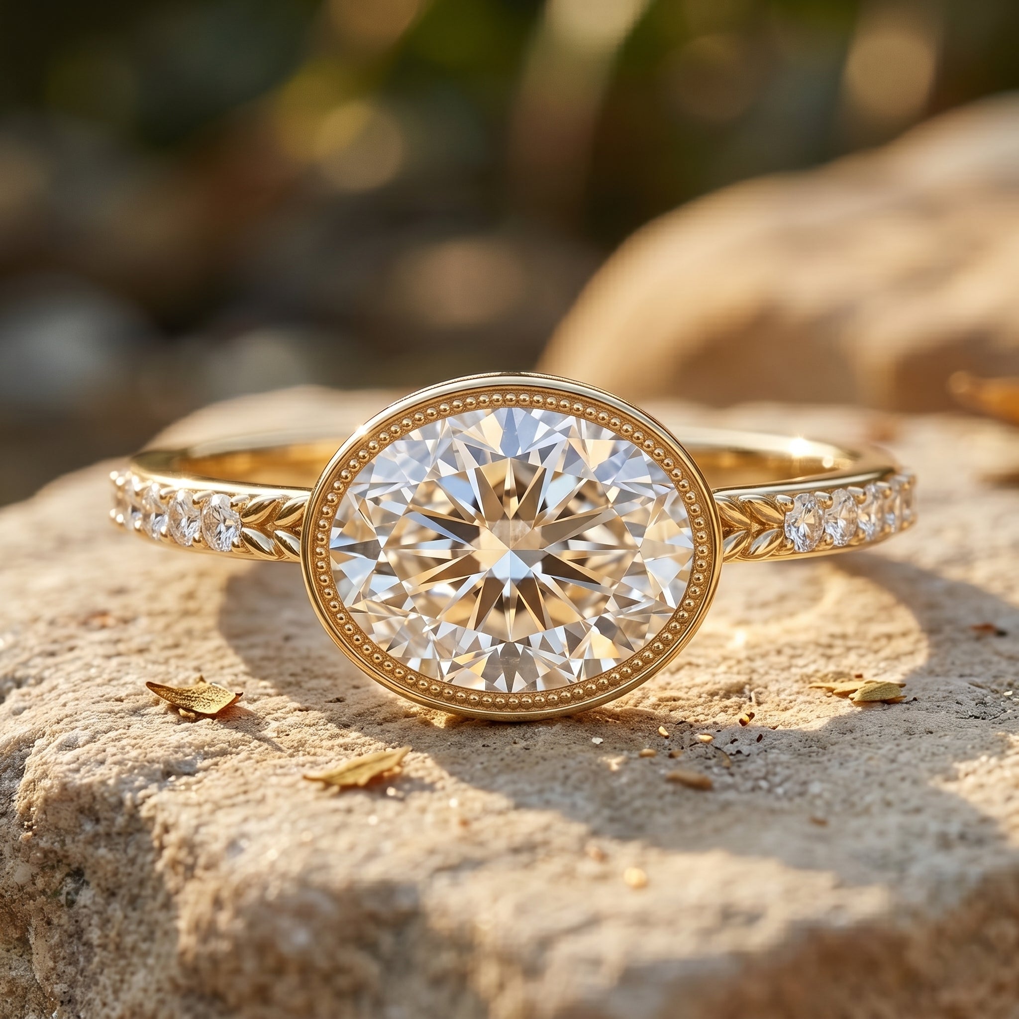IGI Certified Lab Diamond Engagement Ring with 2 Carat Oval Lab - ( E-VS1 ) - Rosec Jewels