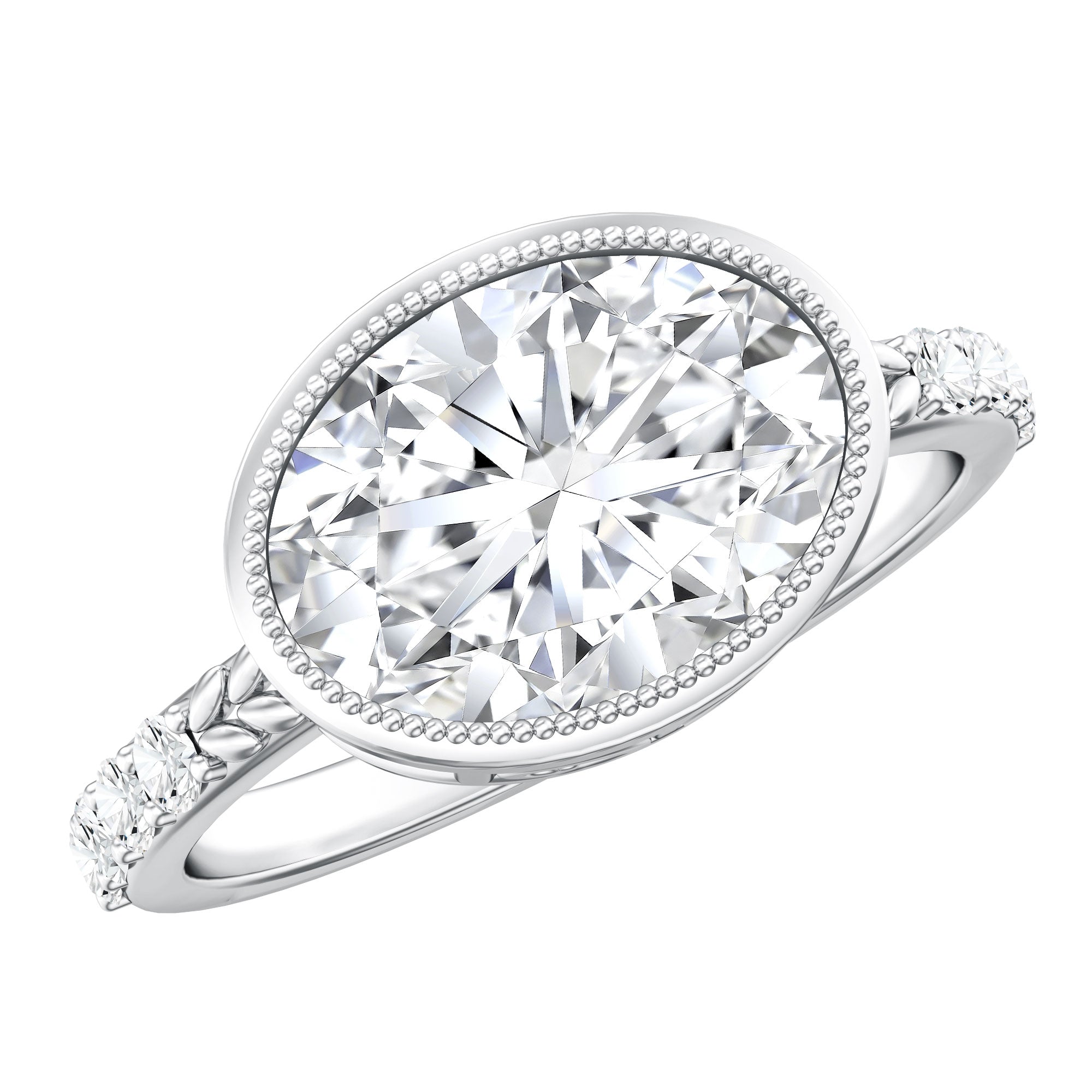 3 Carat Big Lab Grown Diamond Bezel Set Engagement Ring with IGI Certificate Lab - ( E-VS1 ) - Rosec Jewels