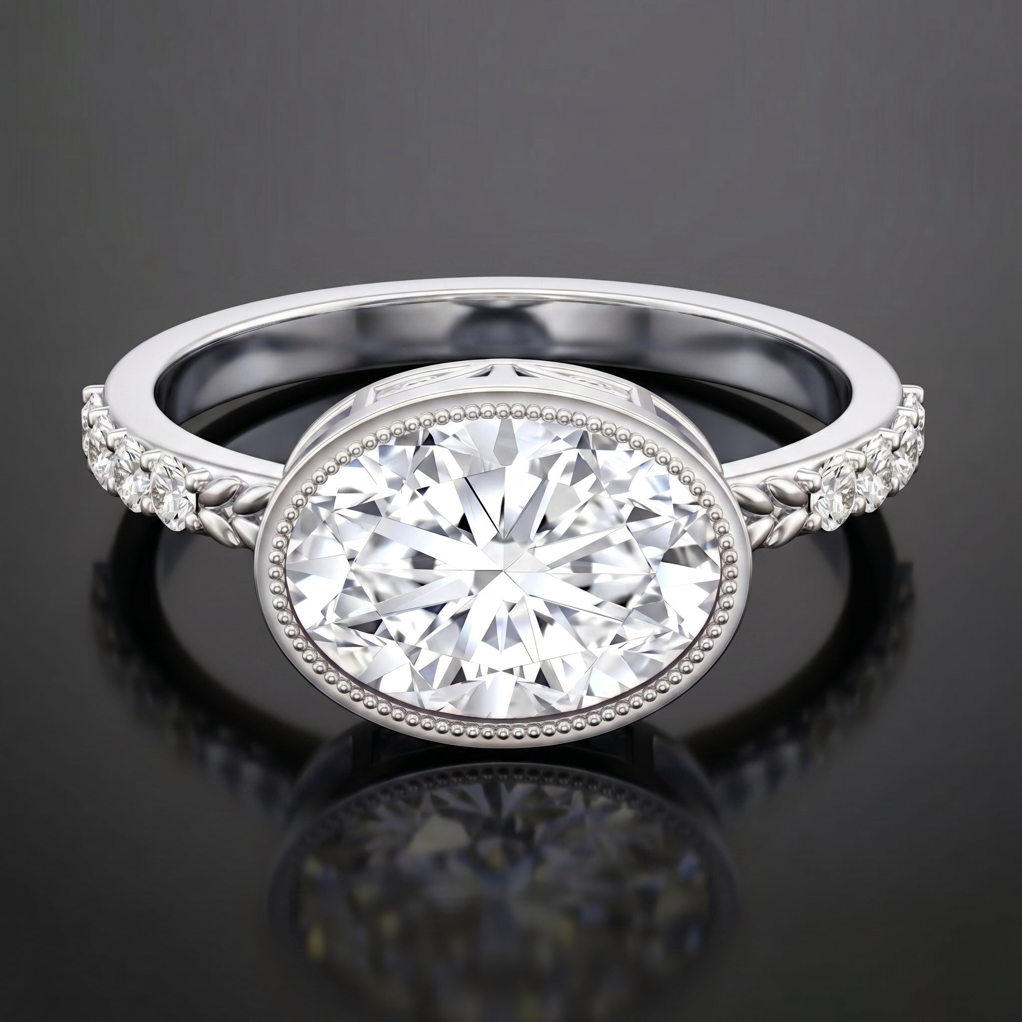 3 Carat Big Lab Grown Diamond Bezel Set Engagement Ring with IGI Certificate Lab - ( E-VS1 ) - Rosec Jewels