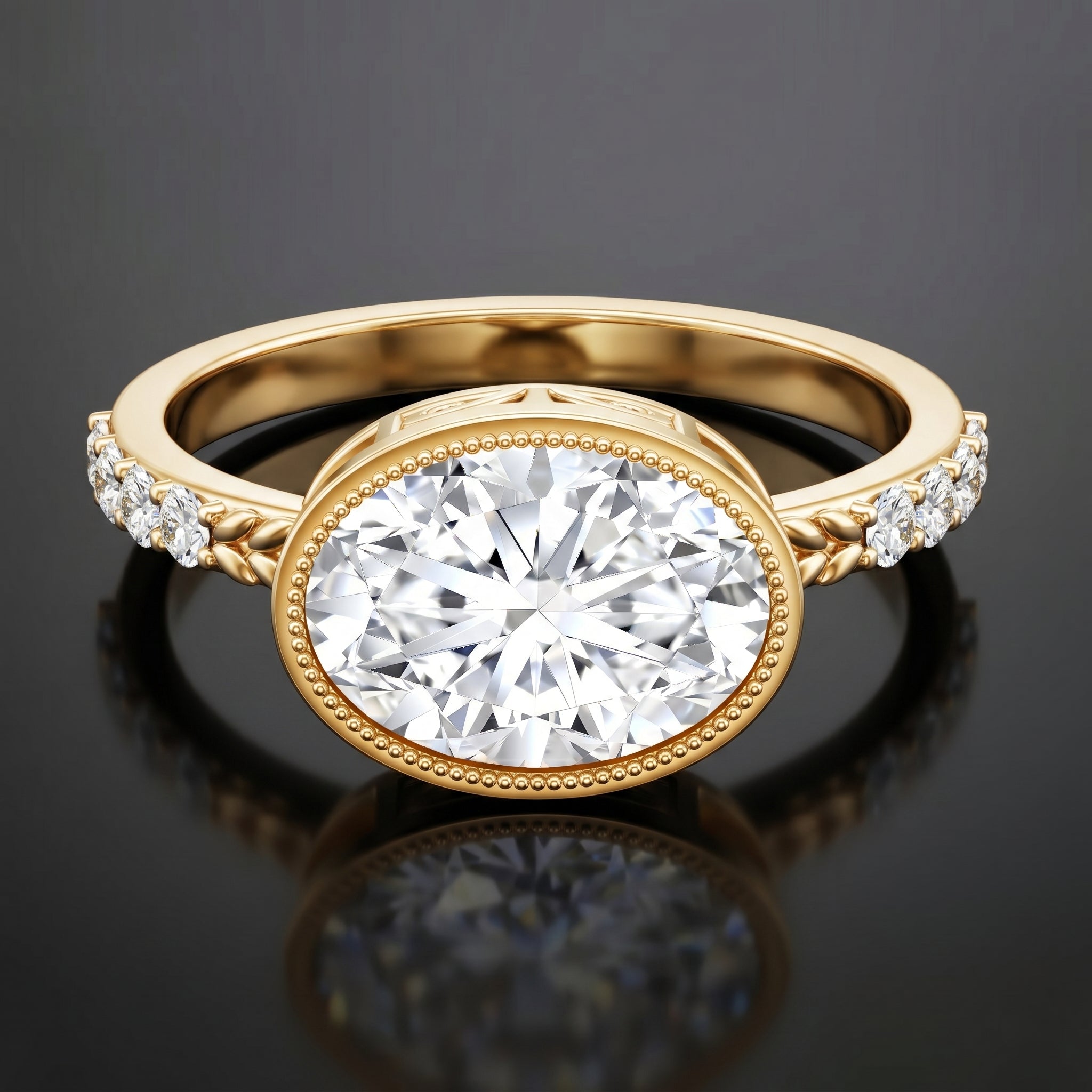 3 Carat Big Lab Grown Diamond Bezel Set Engagement Ring with IGI Certificate Lab - ( E-VS1 ) - Rosec Jewels