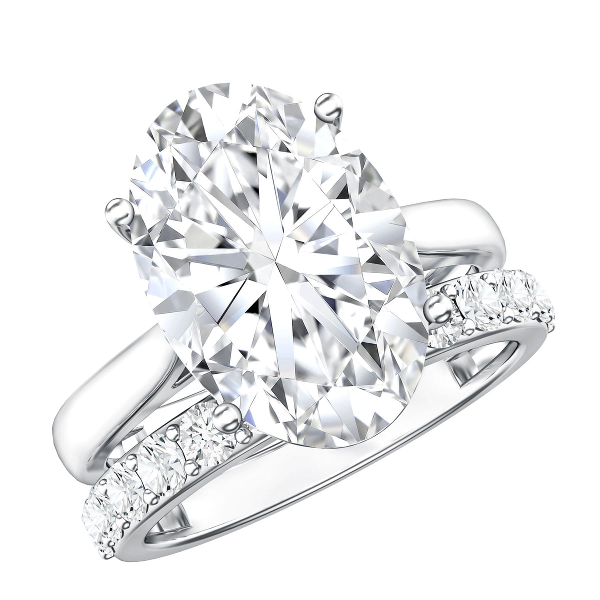 IGI Certified 4 Carat Lab Grown Diamond Oval Wedding Ring Set for Women Lab - ( E-VS1 ) - Rosec Jewels