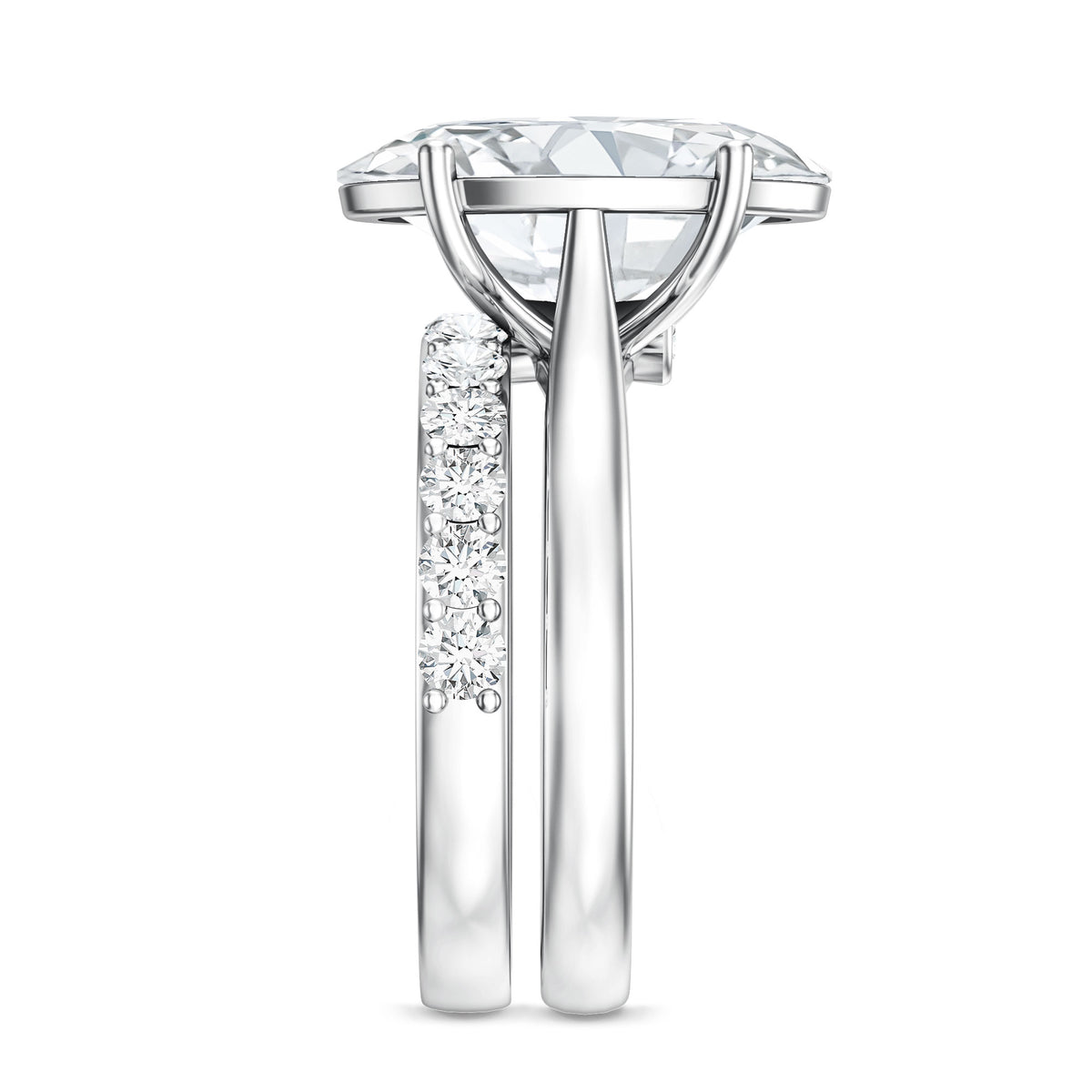 IGI Certified 4 Carat Lab Grown Diamond Oval Wedding Ring Set for Women Lab - ( E-VS1 ) - Rosec Jewels
