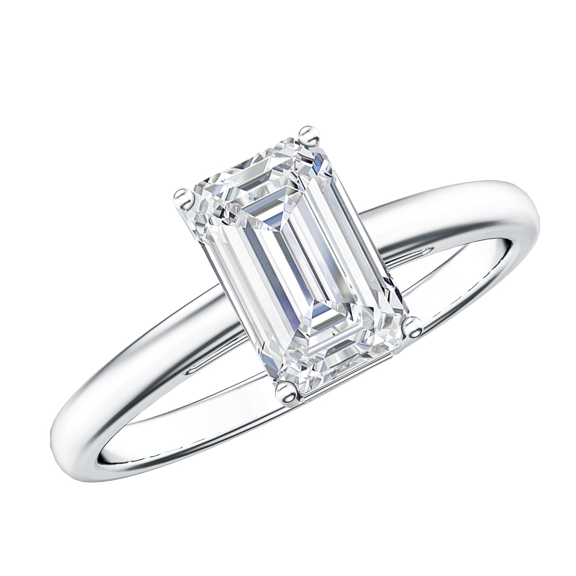 Emerald Cut 2 Carat Engagement Ring with IGI Certified Lab Diamond Lab - ( E-VS1 ) - Rosec Jewels