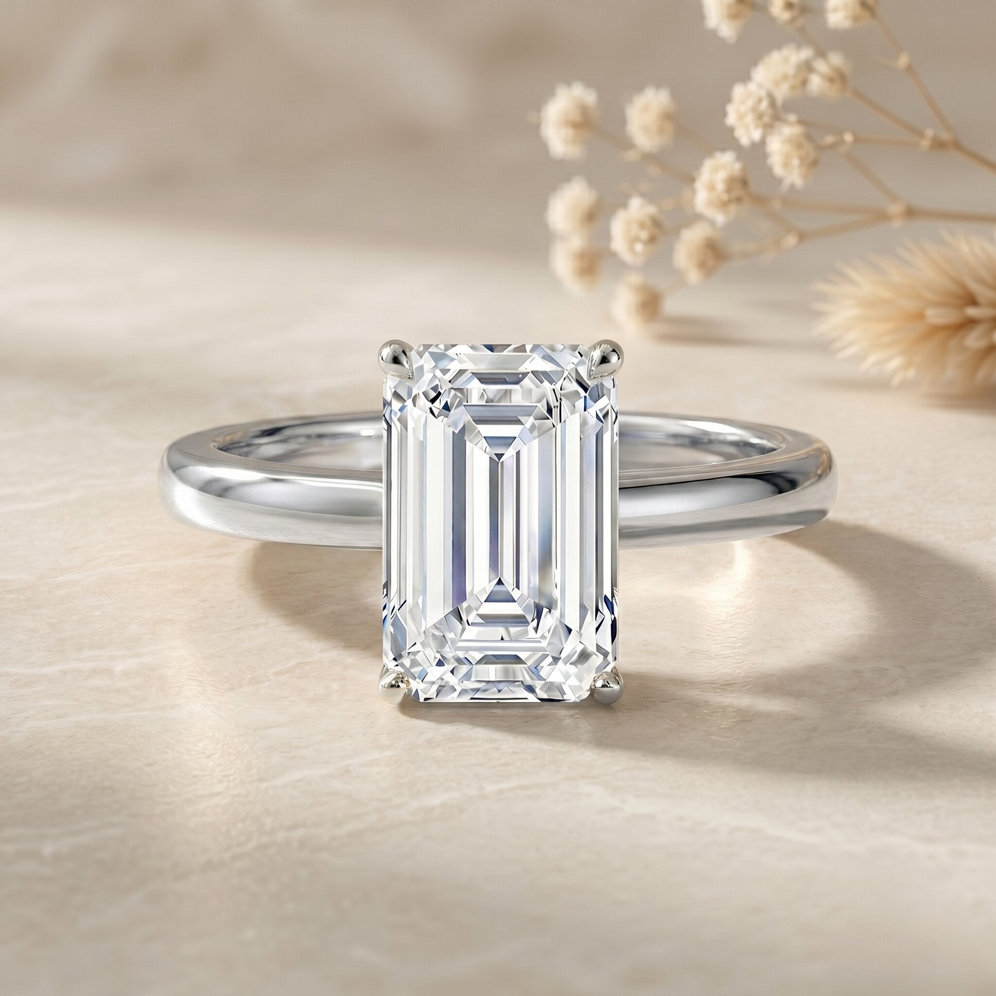 Emerald Cut 2 Carat Engagement Ring with IGI Certified Lab Diamond Lab - ( E-VS1 ) - Rosec Jewels