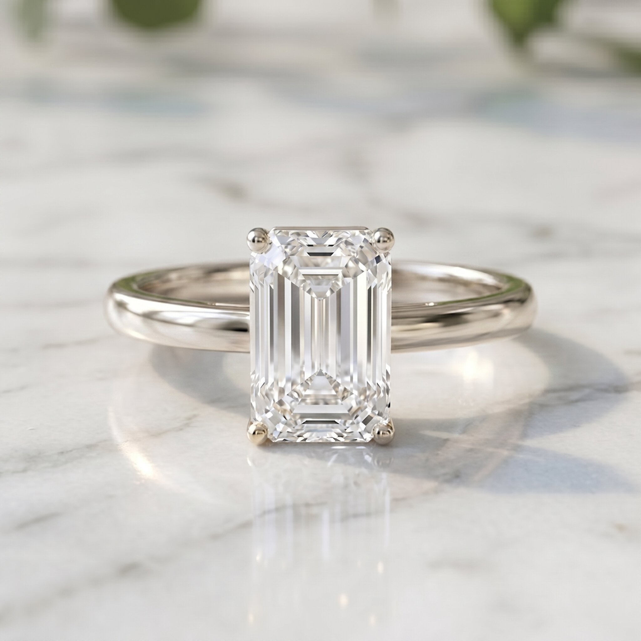 Emerald Cut 2 Carat Engagement Ring with IGI Certified Lab Diamond Lab - ( EF-VS ) - Rosec Jewels