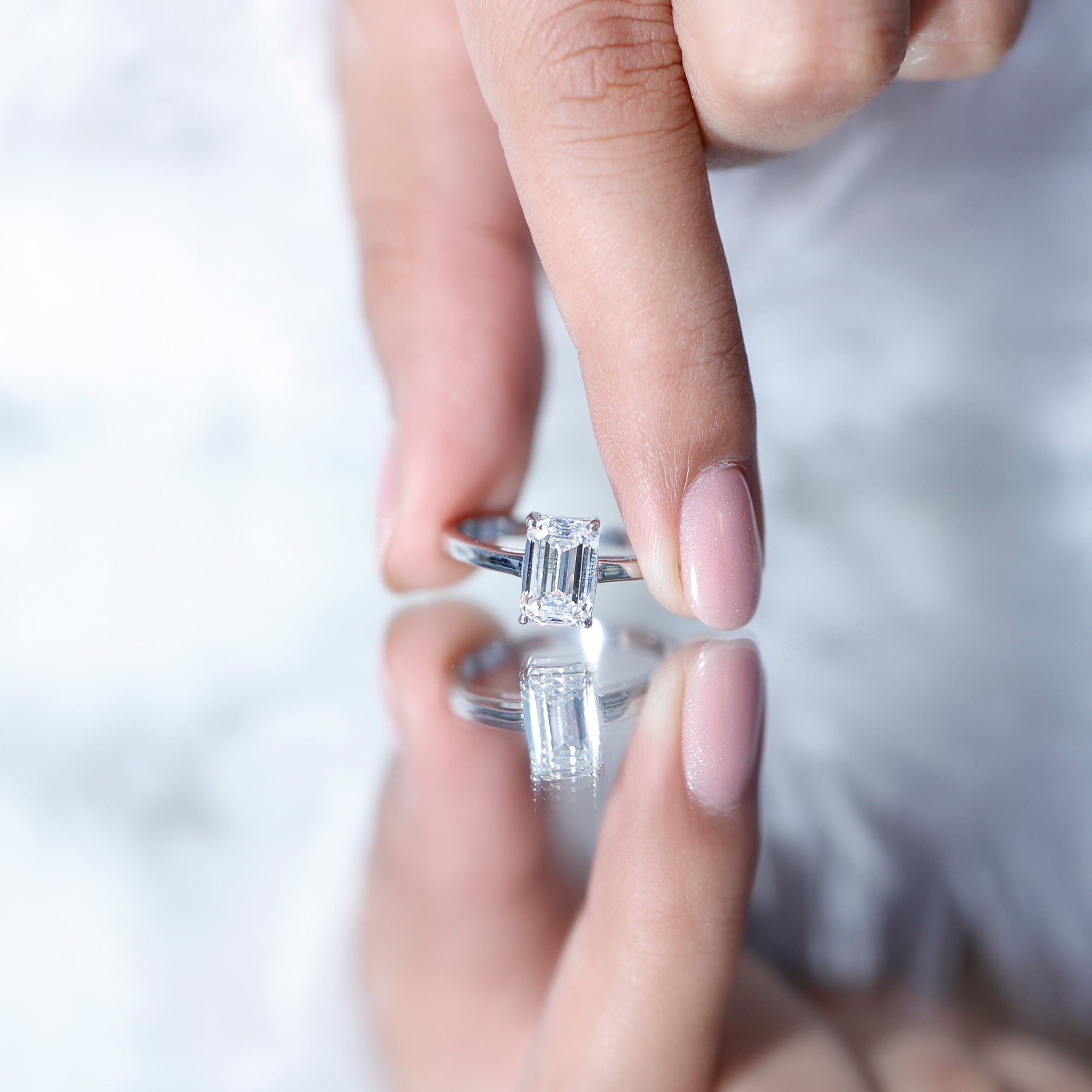 Emerald Cut 2 Carat Engagement Ring with IGI Certified Lab Diamond Lab - ( E-VS1 ) - Rosec Jewels