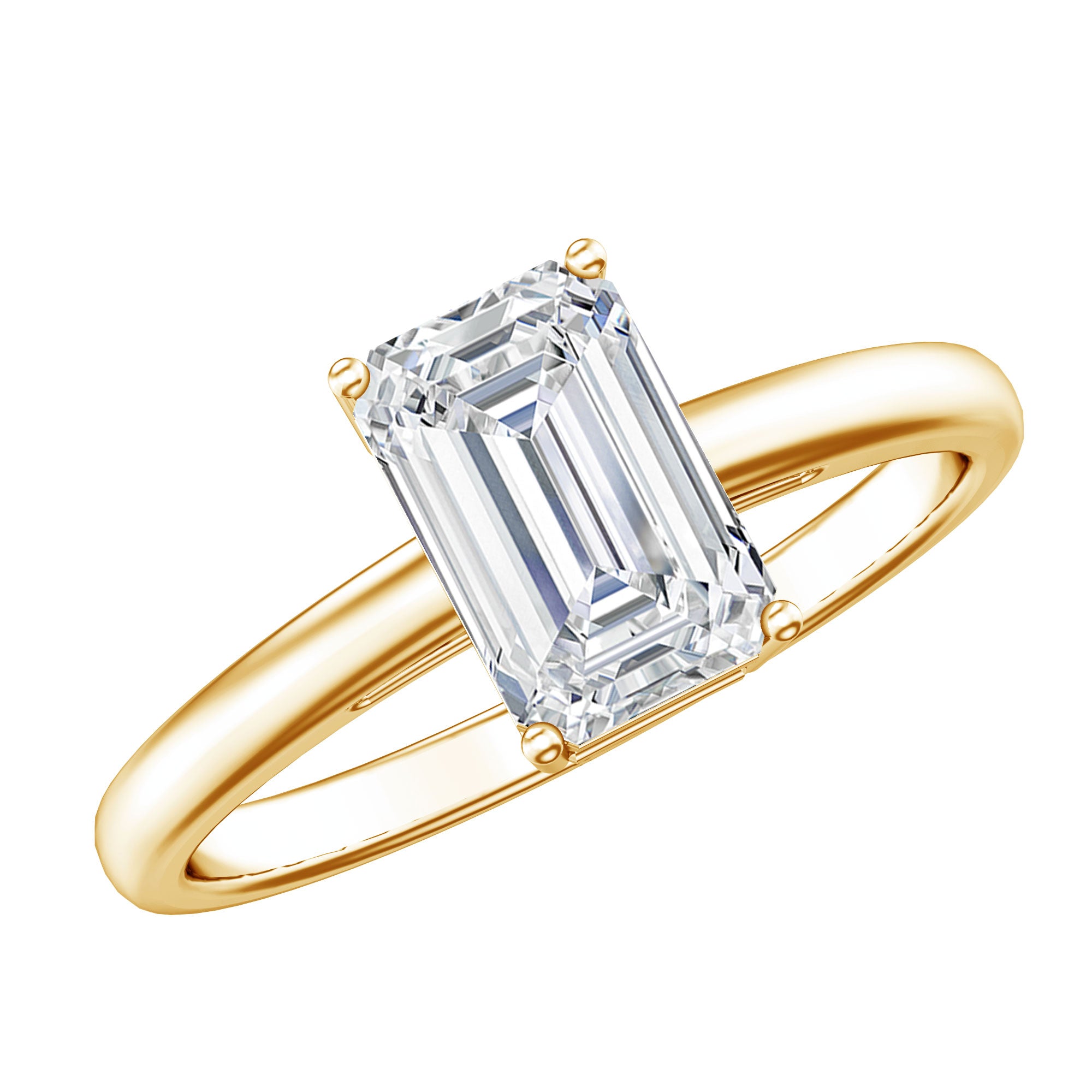 Emerald Cut 2 Carat Engagement Ring with IGI Certified Lab Diamond Lab - ( E-VS1 ) - Rosec Jewels