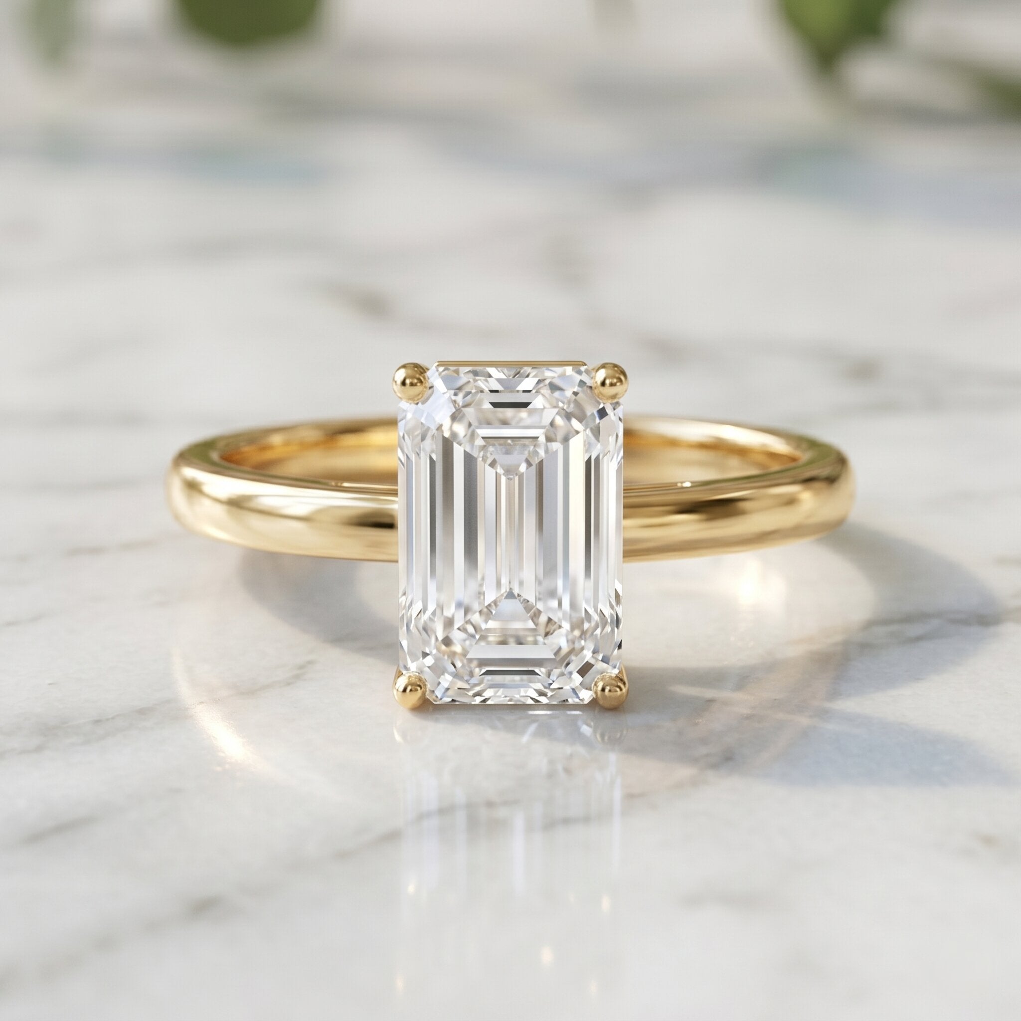 Emerald Cut 2 Carat Engagement Ring with IGI Certified Lab Diamond Lab - ( E-VS1 ) - Rosec Jewels