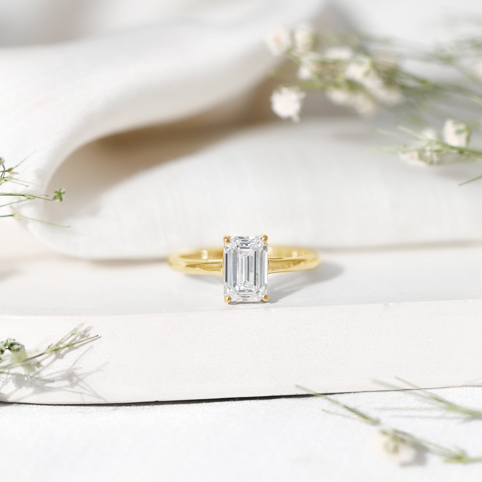 Emerald Cut 2 Carat Engagement Ring with IGI Certified Lab Diamond Lab - ( E-VS1 ) - Rosec Jewels
