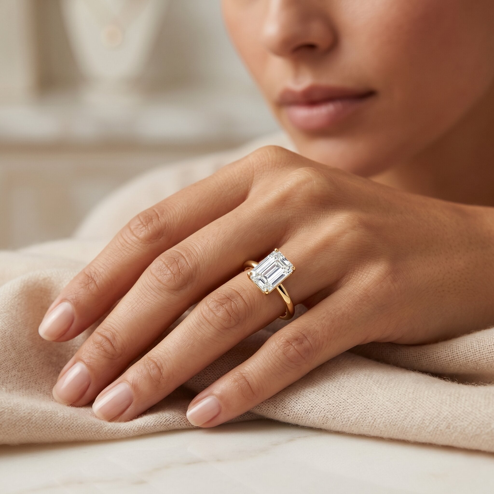 Emerald Cut 2 Carat Engagement Ring with IGI Certified Lab Diamond Lab - ( E-VS1 ) - Rosec Jewels