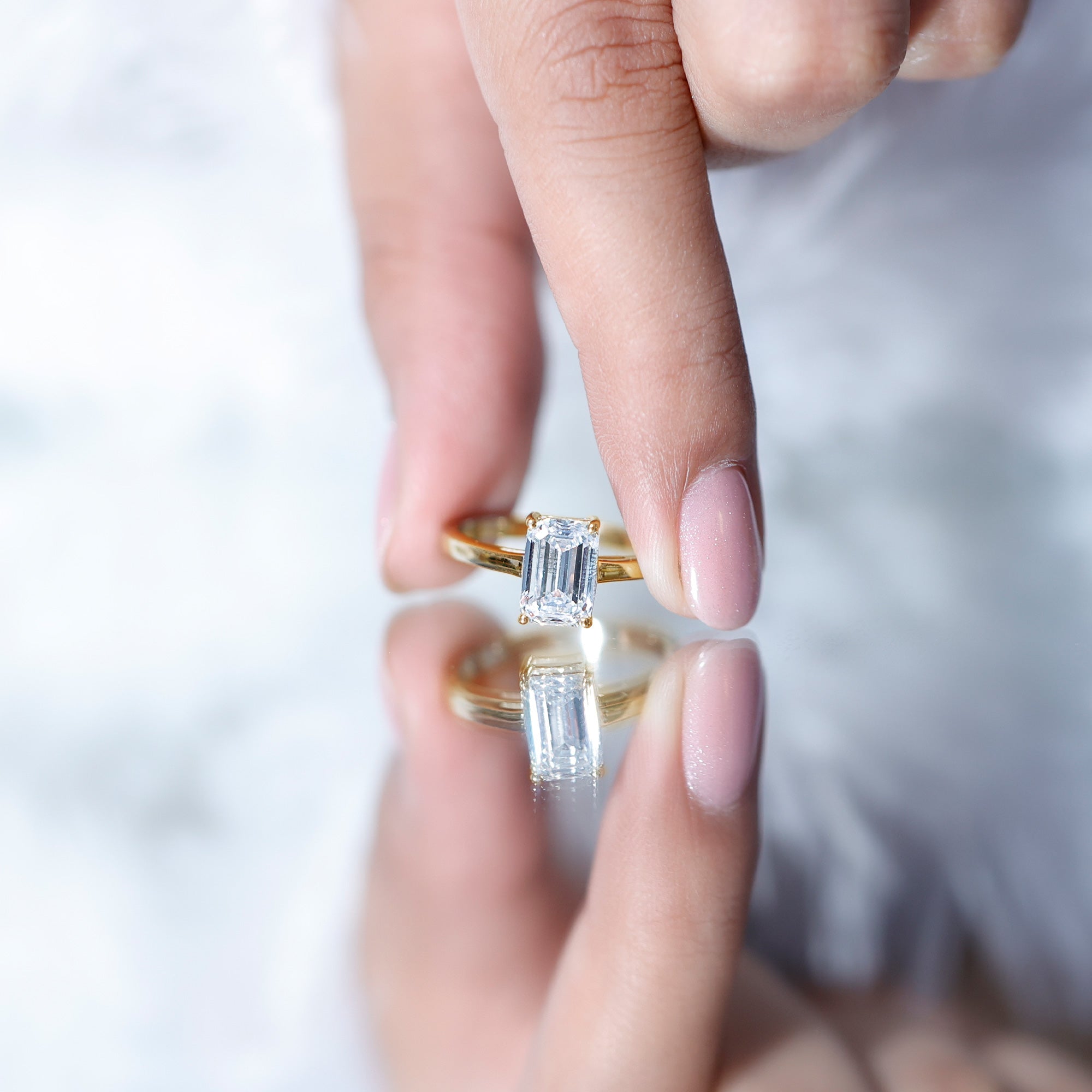 Emerald Cut 2 Carat Engagement Ring with IGI Certified Lab Diamond Lab - ( E-VS1 ) - Rosec Jewels