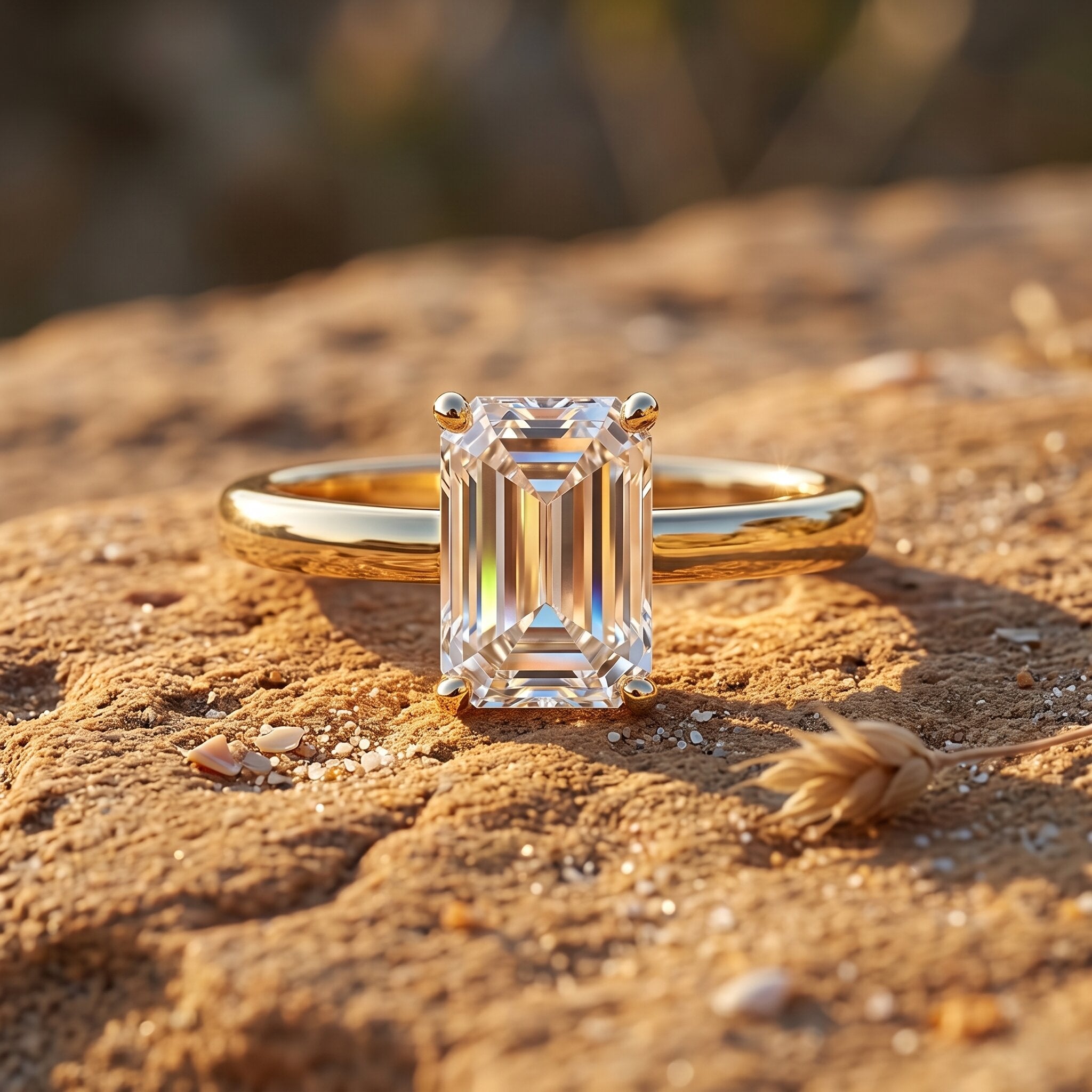 Emerald Cut 2 Carat Engagement Ring with IGI Certified Lab Diamond Lab - ( E-VS1 ) - Rosec Jewels