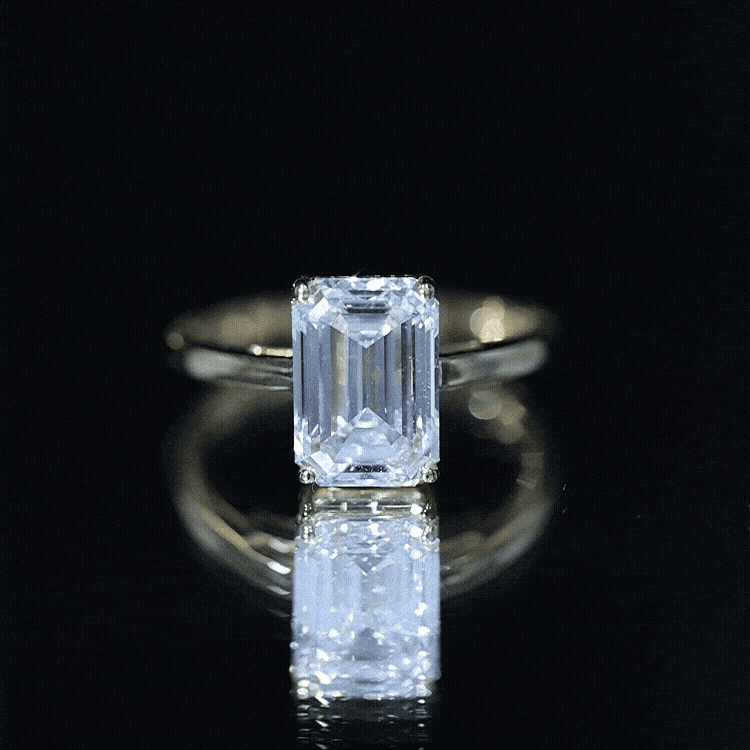 IGI Certified Emerald Cut Lab Grown Diamond 3 Carat Engagement Ring Lab - ( E-VS1 ) - Rosec Jewels
