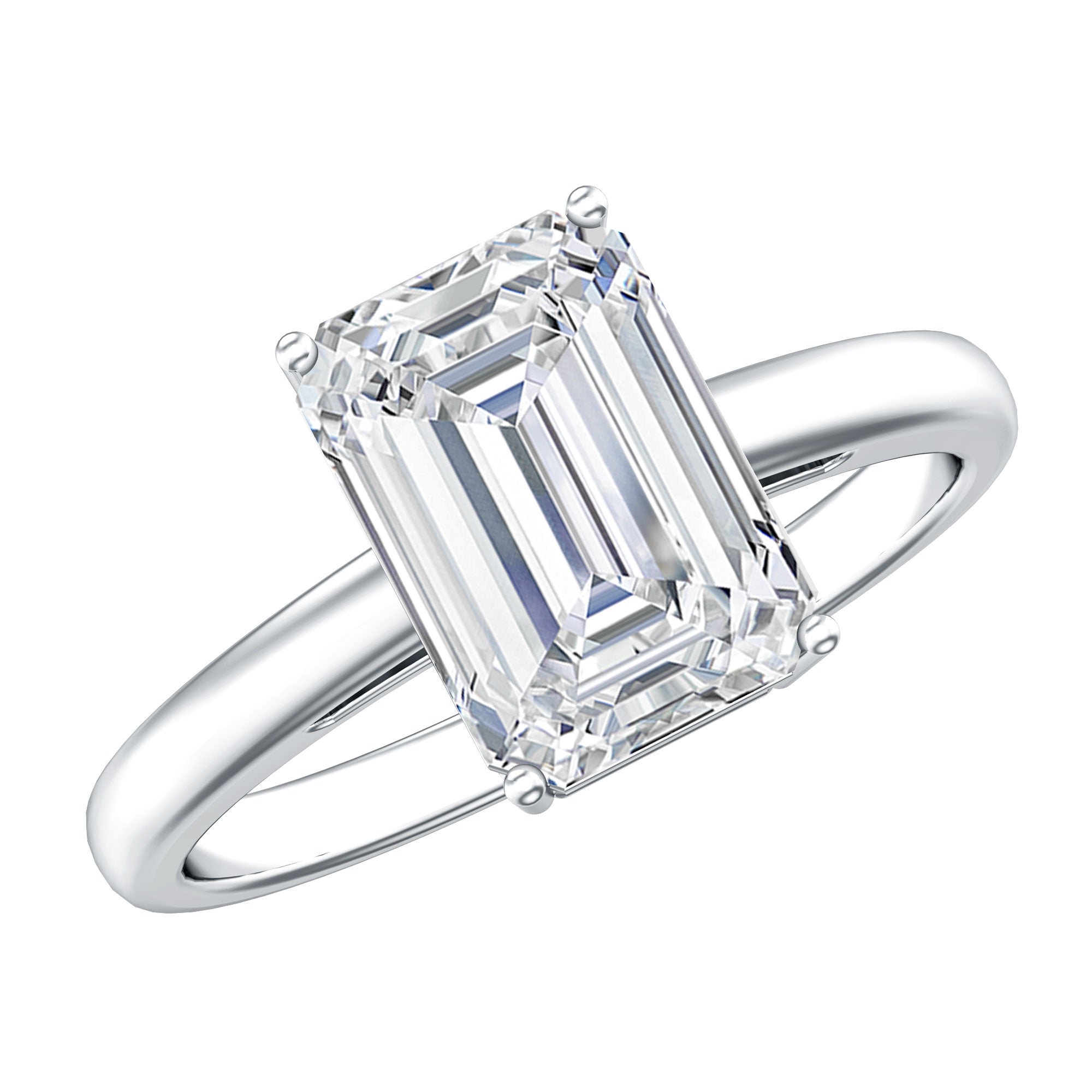 IGI Certified Emerald Cut Lab Grown Diamond 3 Carat Engagement Ring Lab - ( E-VS1 ) - Rosec Jewels