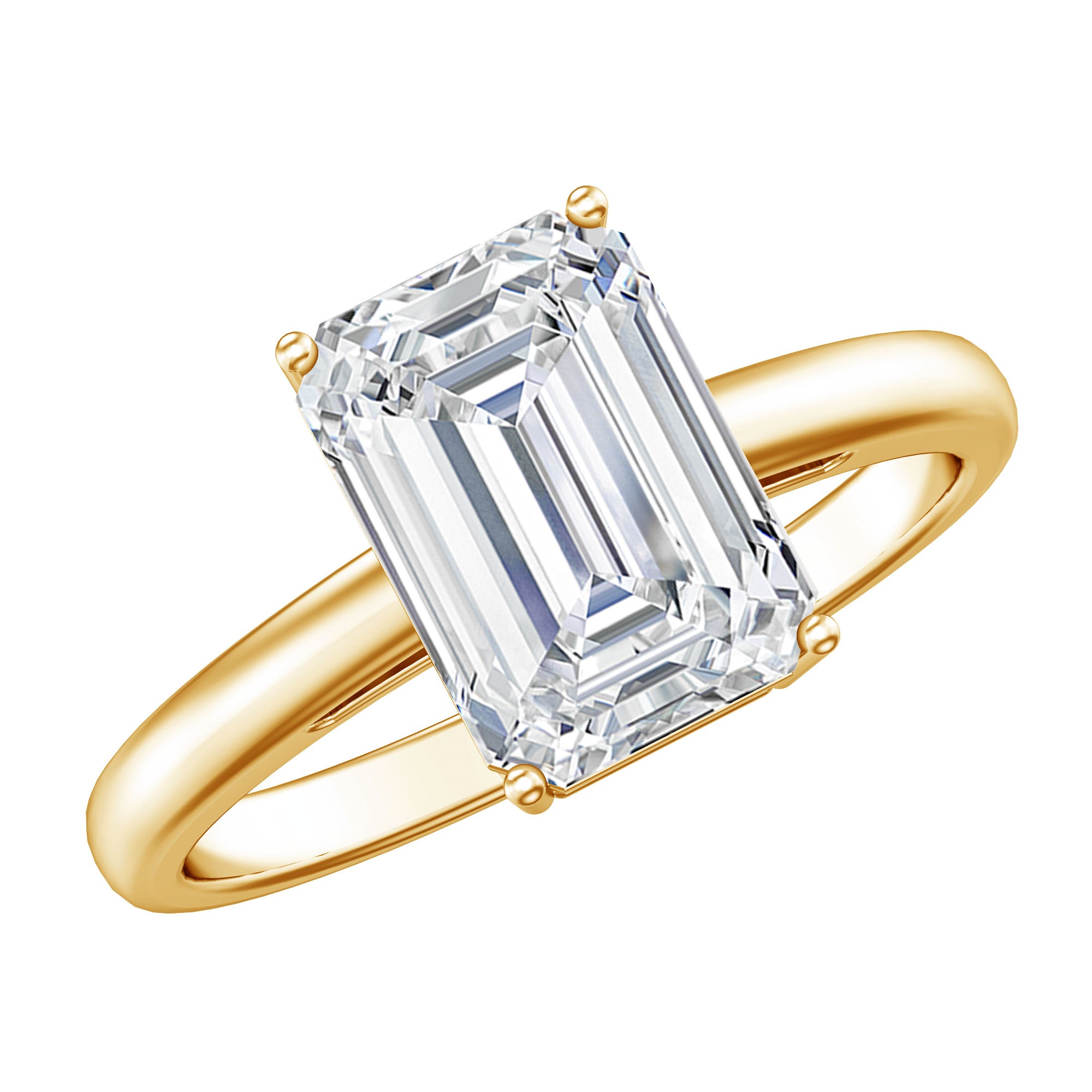 IGI Certified Emerald Cut Lab Grown Diamond 3 Carat Engagement Ring Lab - ( E-VS1 ) - Rosec Jewels