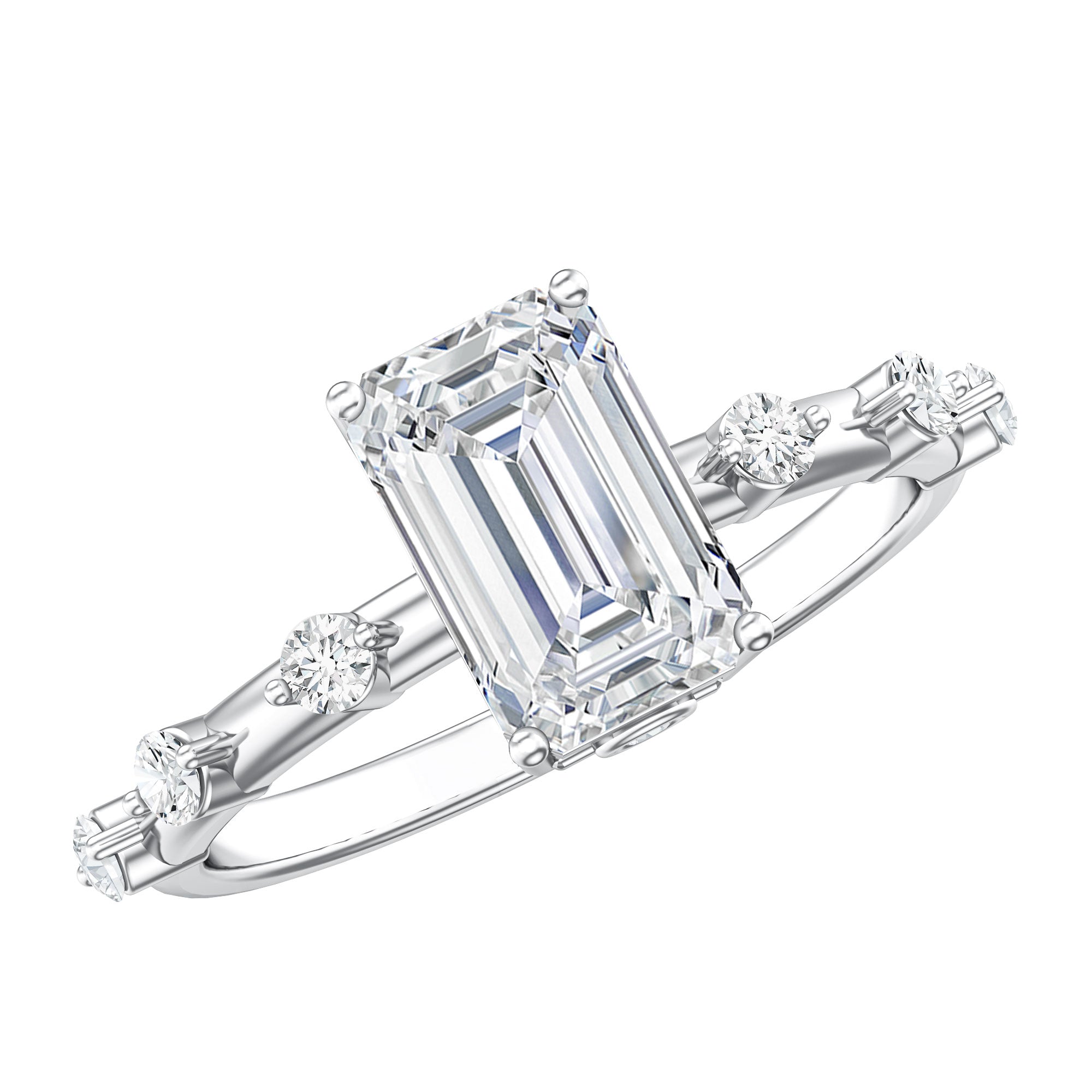 Emerald Cut 2 Carat Lab Grown Diamond Engagement Ring IGI Certified Lab - ( E-VS1 ) - Rosec Jewels