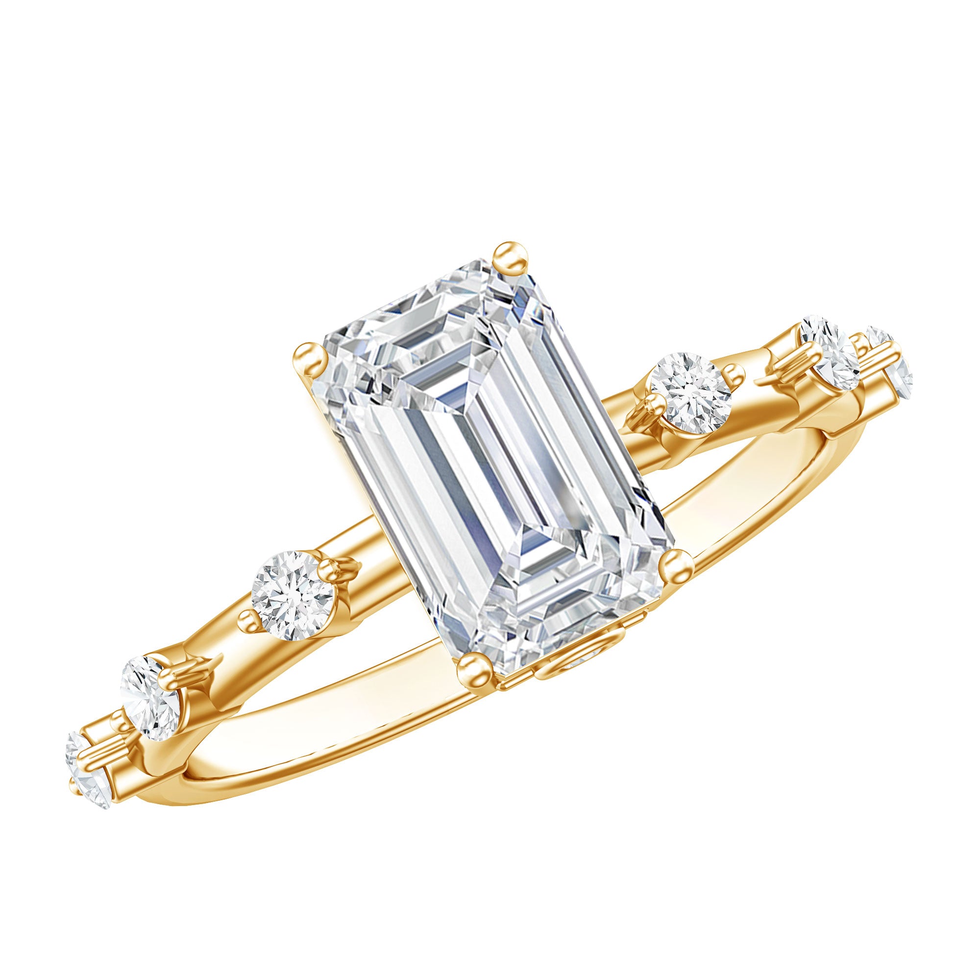 Emerald Cut 2 Carat Lab Grown Diamond Engagement Ring IGI Certified Lab - ( E-VS1 ) - Rosec Jewels
