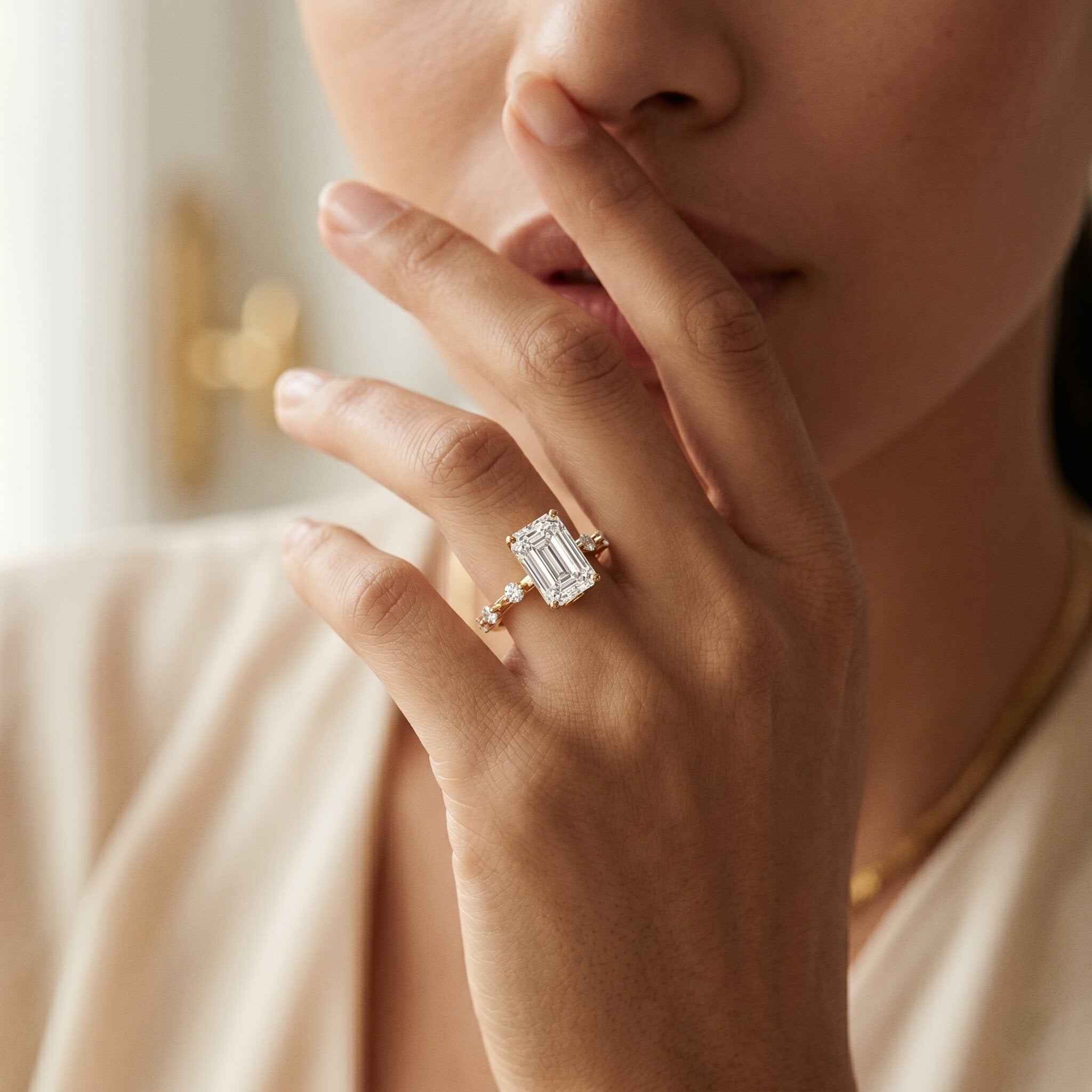 Emerald Cut 2 Carat Lab Grown Diamond Engagement Ring IGI Certified Lab - ( E-VS1 ) - Rosec Jewels
