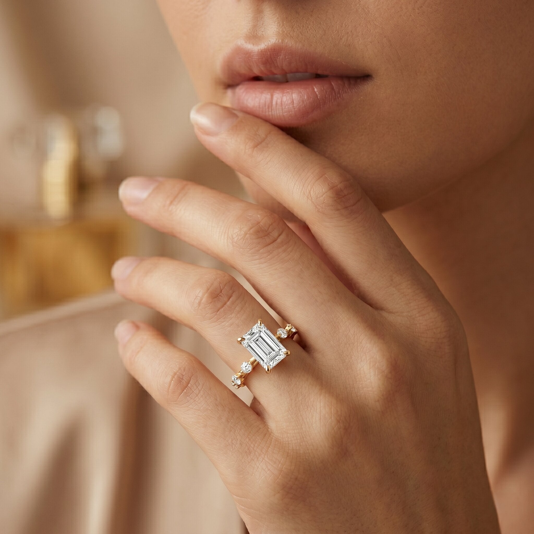Emerald Cut 2 Carat Lab Grown Diamond Engagement Ring IGI Certified Lab - ( E-VS1 ) - Rosec Jewels