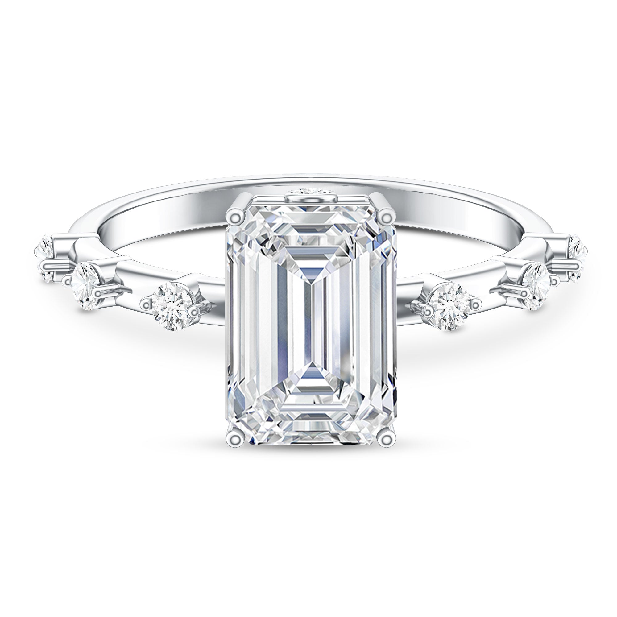 IGI Certified 3 Carat Emerald Cut Lab Grown Diamond Engagement Ring Lab - ( E-VS1 ) - Rosec Jewels