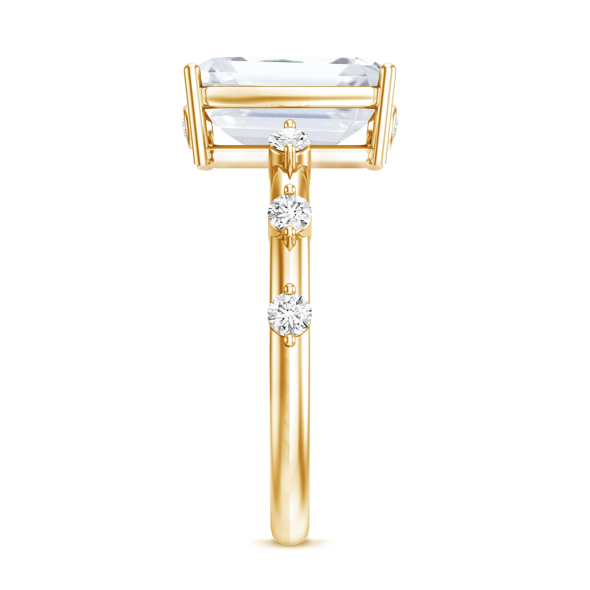 IGI Certified 3 Carat Emerald Cut Lab Grown Diamond Engagement Ring Lab - ( E-VS1 ) - Rosec Jewels