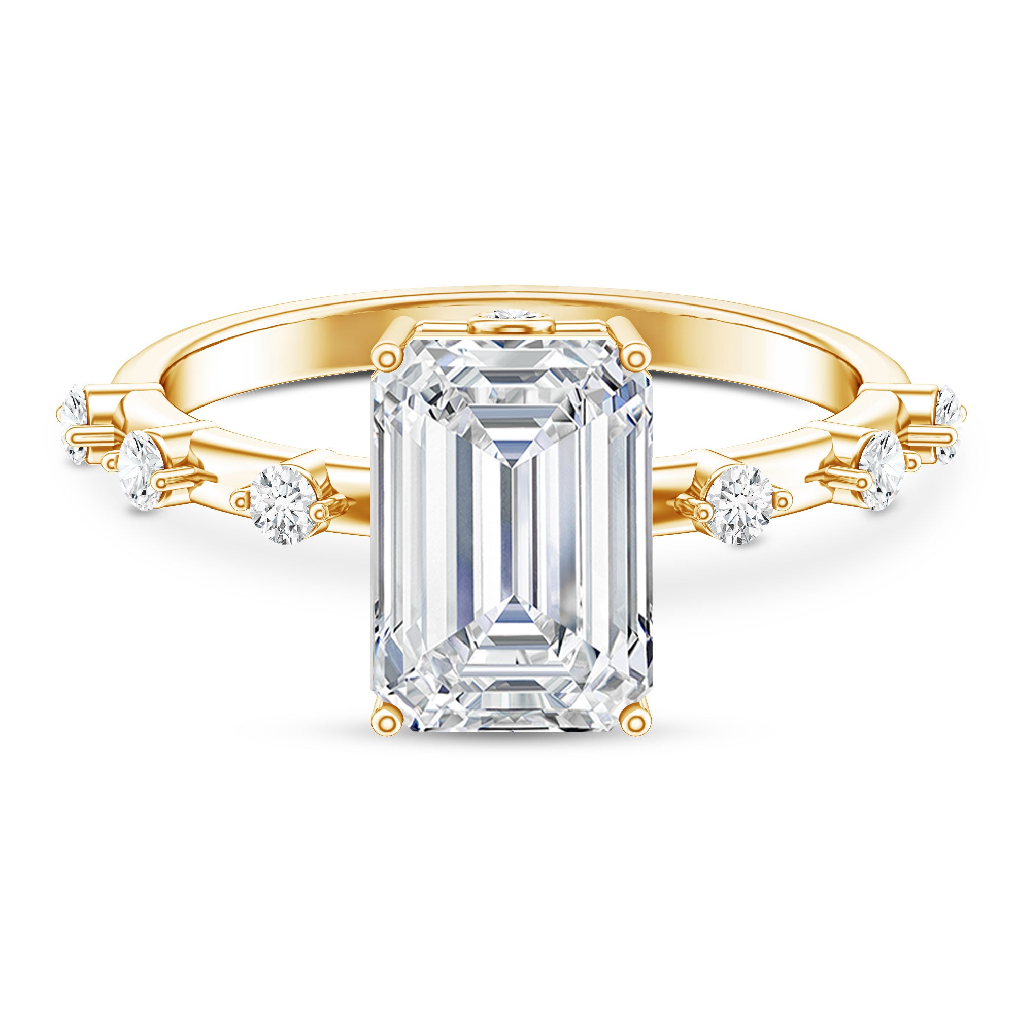 IGI Certified 3 Carat Emerald Cut Lab Grown Diamond Engagement Ring Lab - ( E-VS1 ) - Rosec Jewels