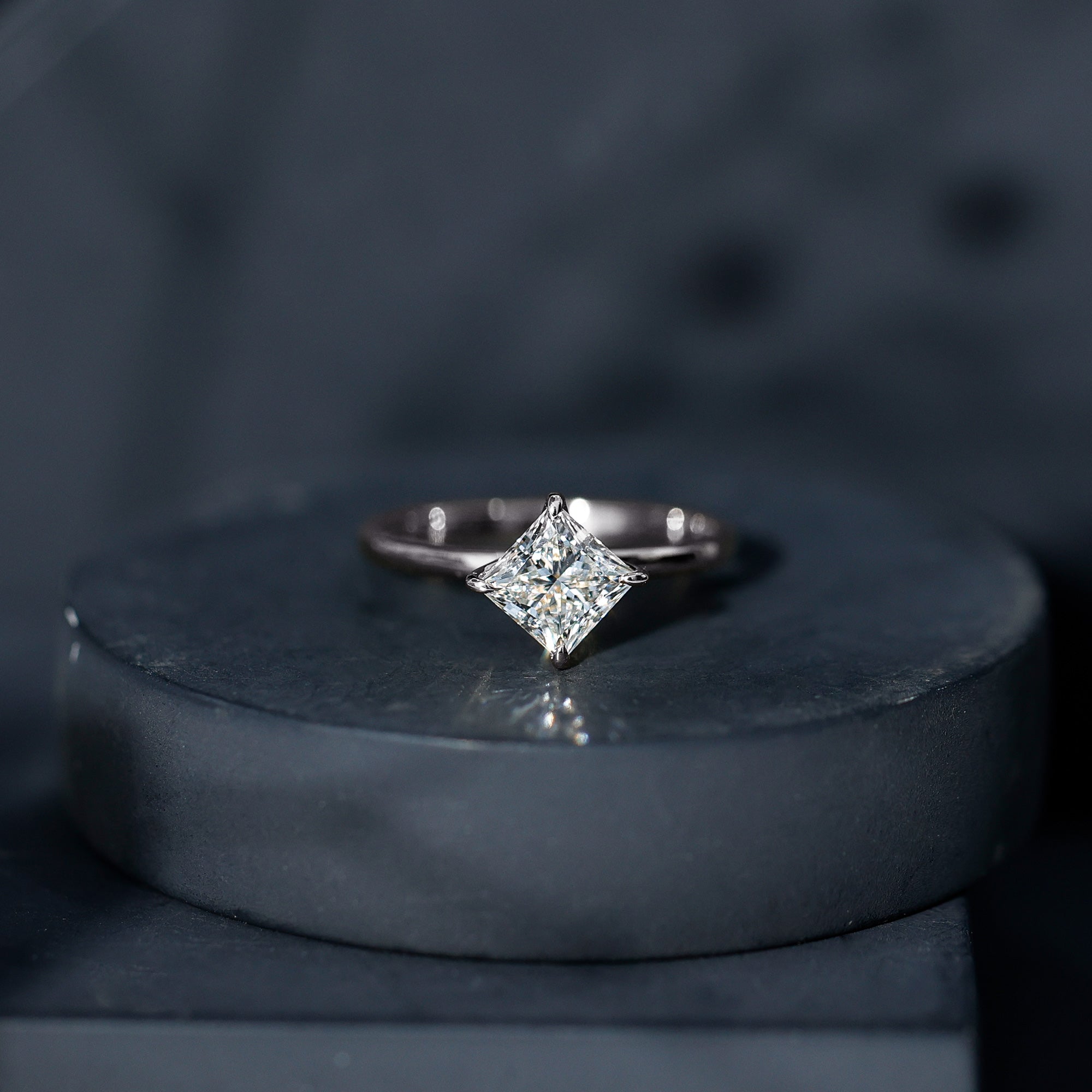 1 Carat Lab Created Diamond Princess Cut Engagement Ring IGI Certified Lab - ( E-VS1 ) - Rosec Jewels