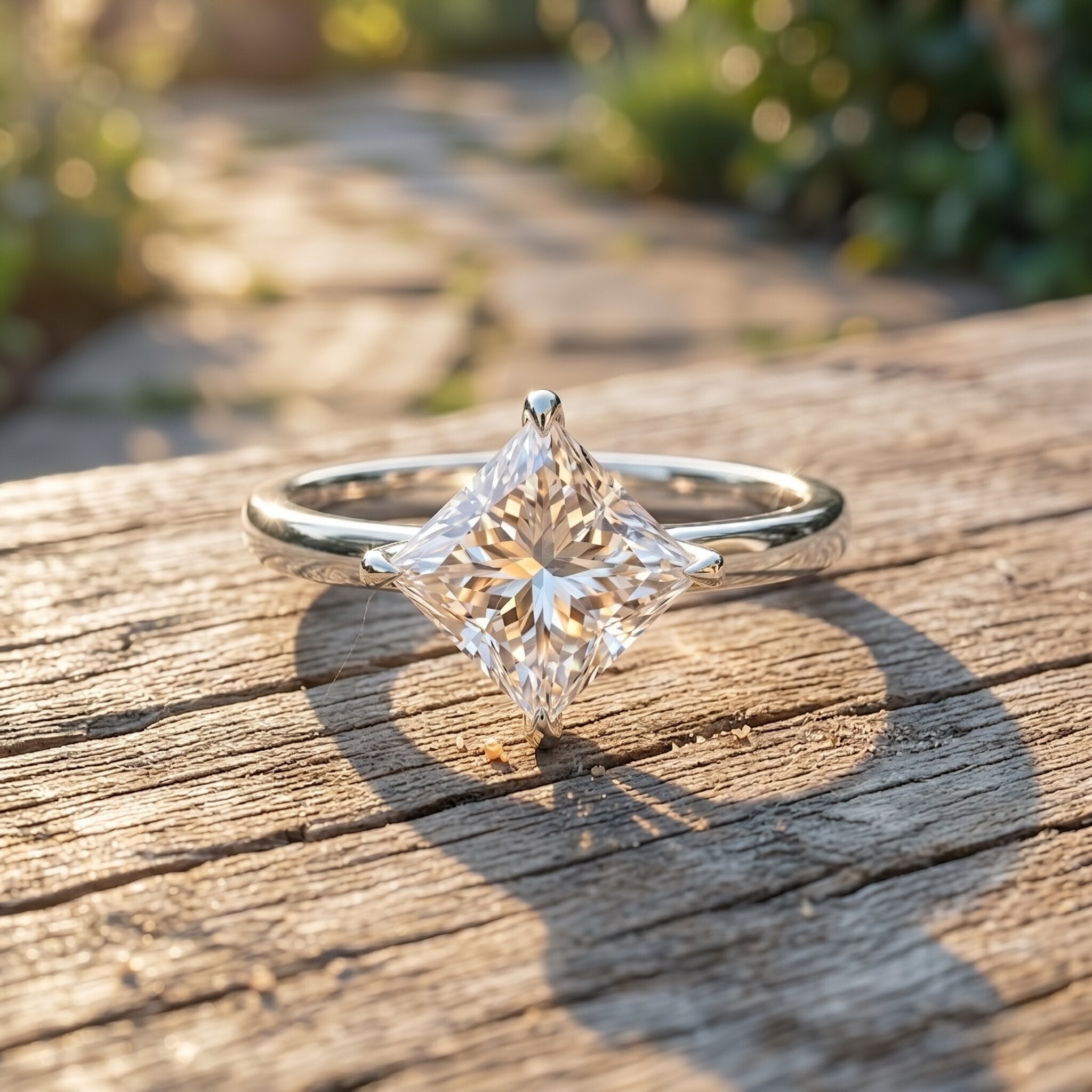 Solitaire 2 Carat Lab Grown Diamond Princess Cut Engagement Ring IGI Certified Lab - ( E-VS1 ) - Rosec Jewels