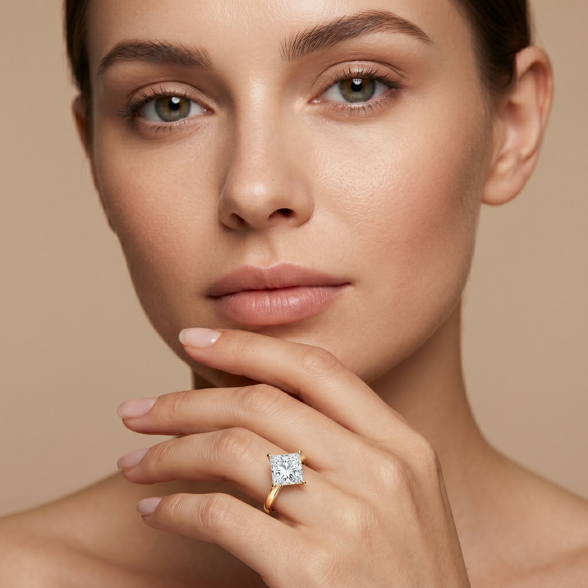 IGI Certified Lab Grown Diamond 3 Carat Princess Cut Engagement Ring Lab - ( E-VS1 ) - Rosec Jewels