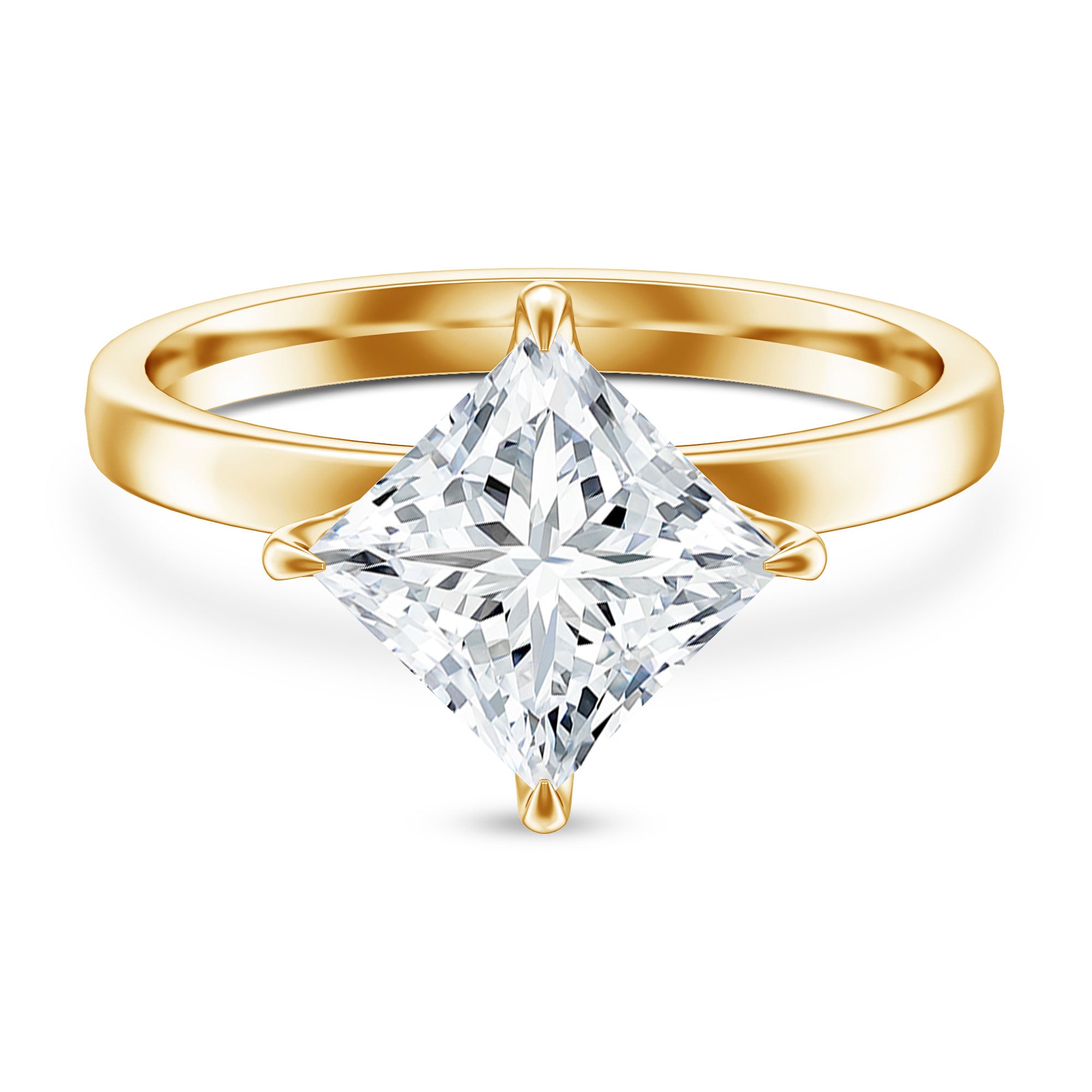 IGI Certified Lab Grown Diamond 3 Carat Princess Cut Engagement Ring Lab - ( E-VS1 ) - Rosec Jewels