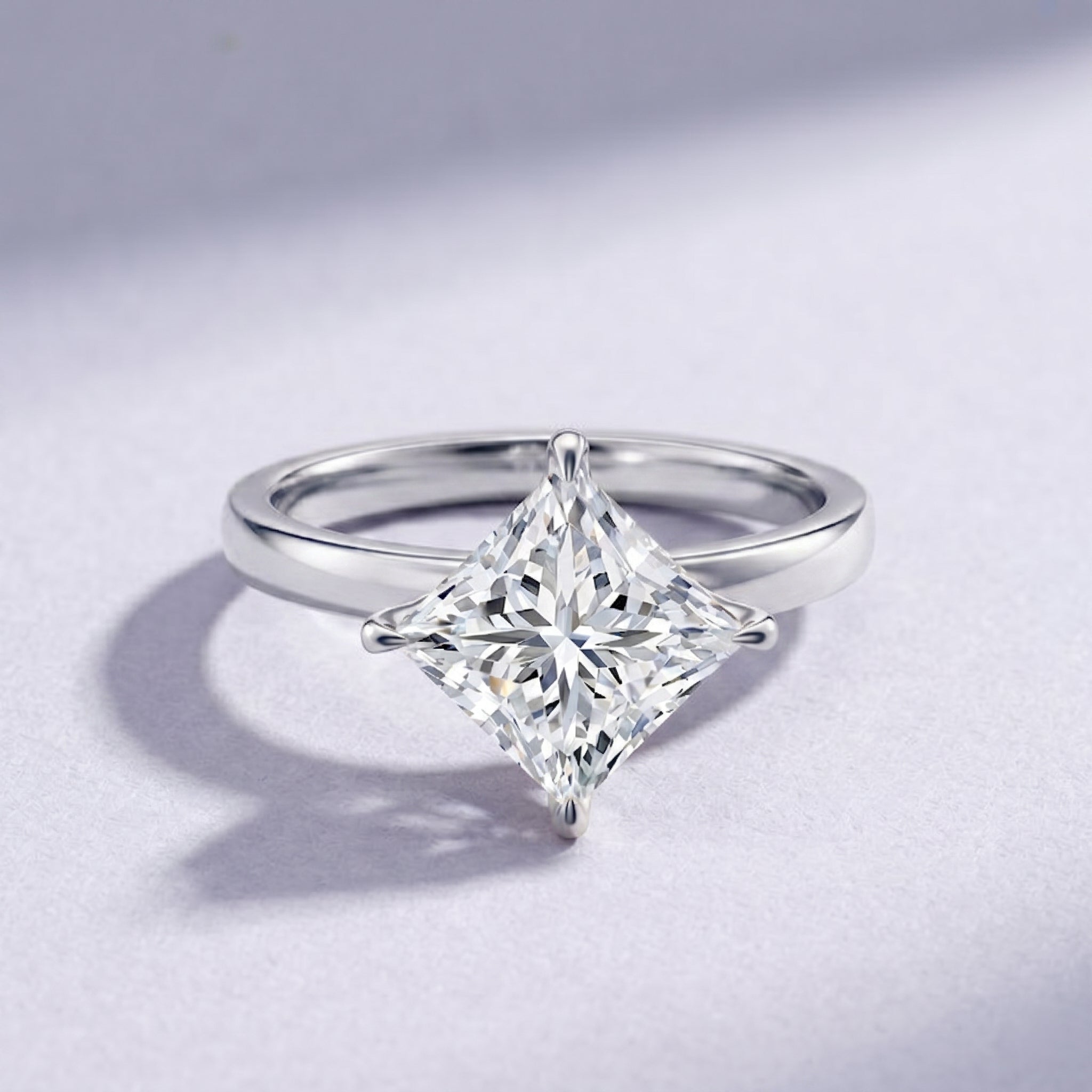 IGI Certified 4 Carat Princess Cut Lab Grown Diamond Engagement Ring Lab - ( E-VS1 ) - Rosec Jewels