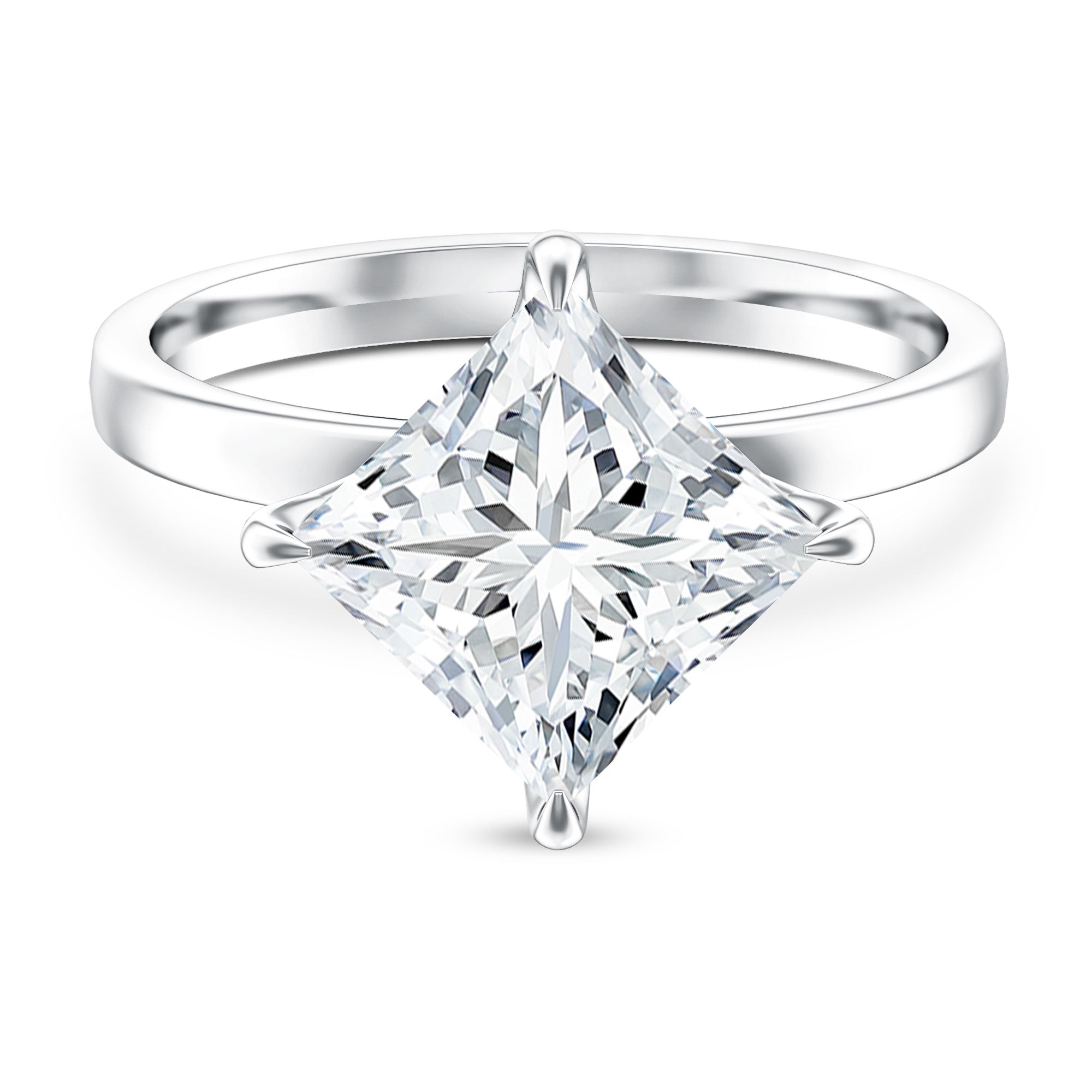 Solitaire 5 Carat Princess Cut Lab Grown Diamond Huge Engagement Ring with IGI Certificate Lab - ( E-VS1 ) - Rosec Jewels