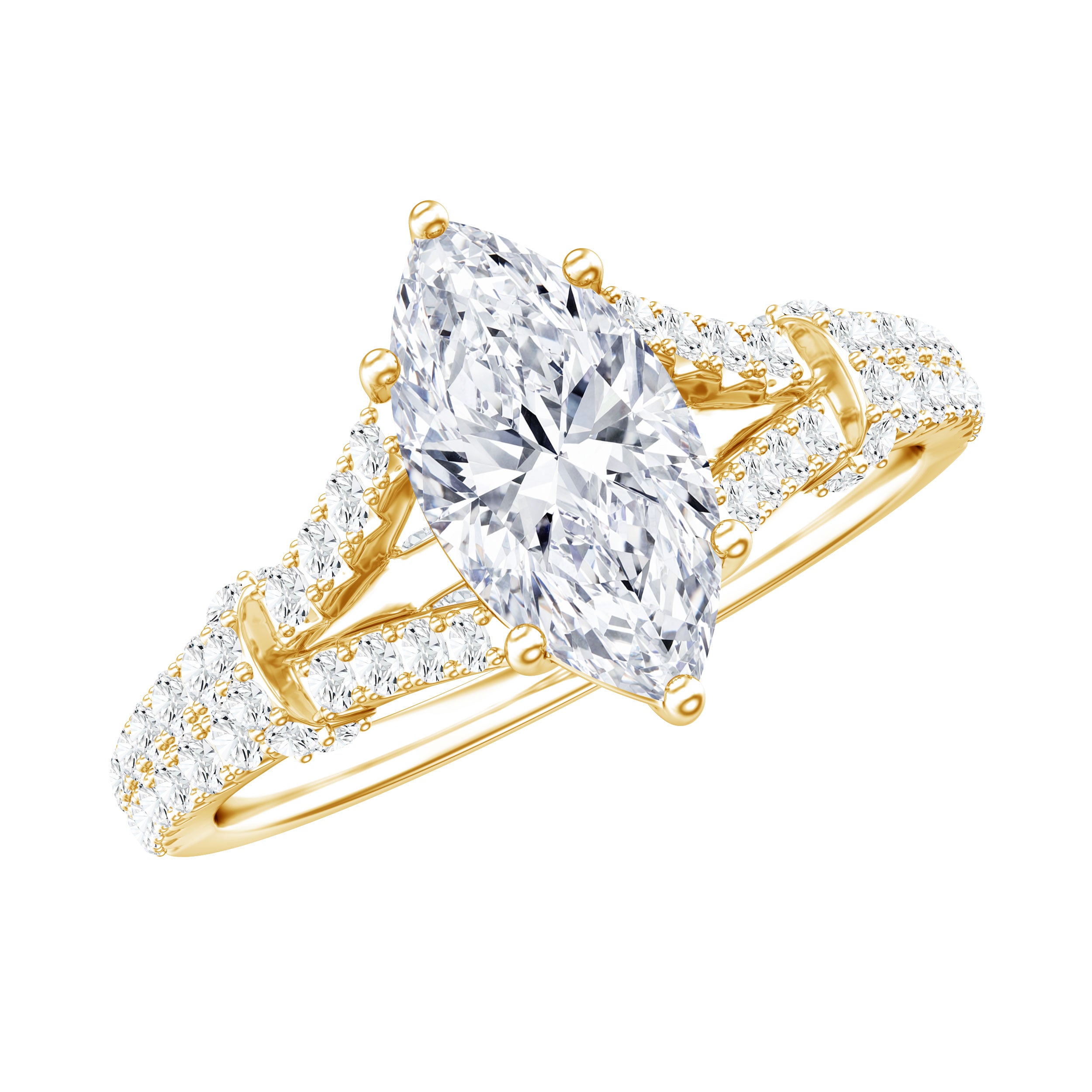 1 Carat Marquise Cut Lab Grown Diamond Split Shank Engagement Ring with IGI Certificate Lab - ( EF-VS ) - Rosec Jewels