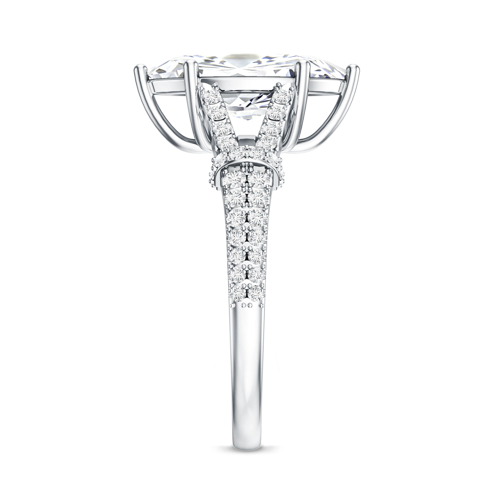 IGI Certified 2 Carat Lab Grown Marquise Diamond Engagement Ring with Split Shank Lab - ( E-VS1 ) - Rosec Jewels