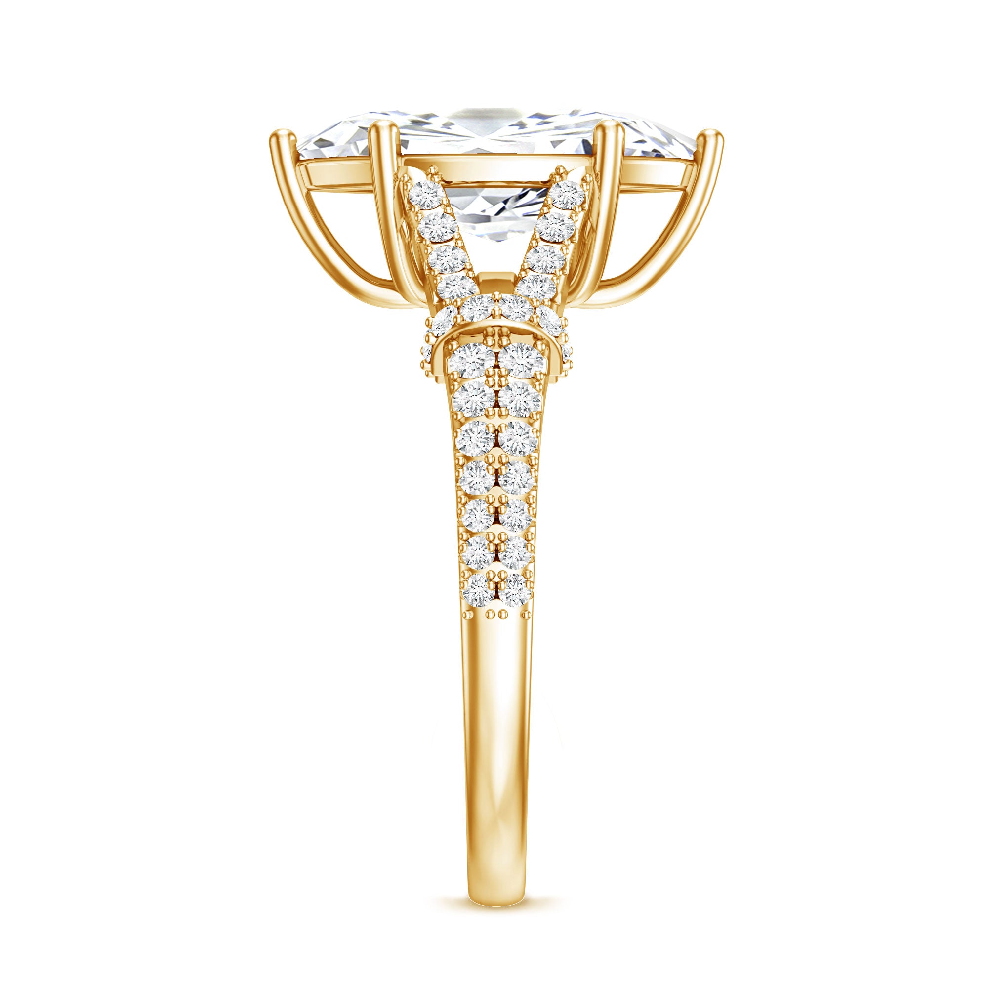 IGI Certified 2 Carat Lab Grown Marquise Diamond Engagement Ring with Split Shank Lab - ( E-VS1 ) - Rosec Jewels