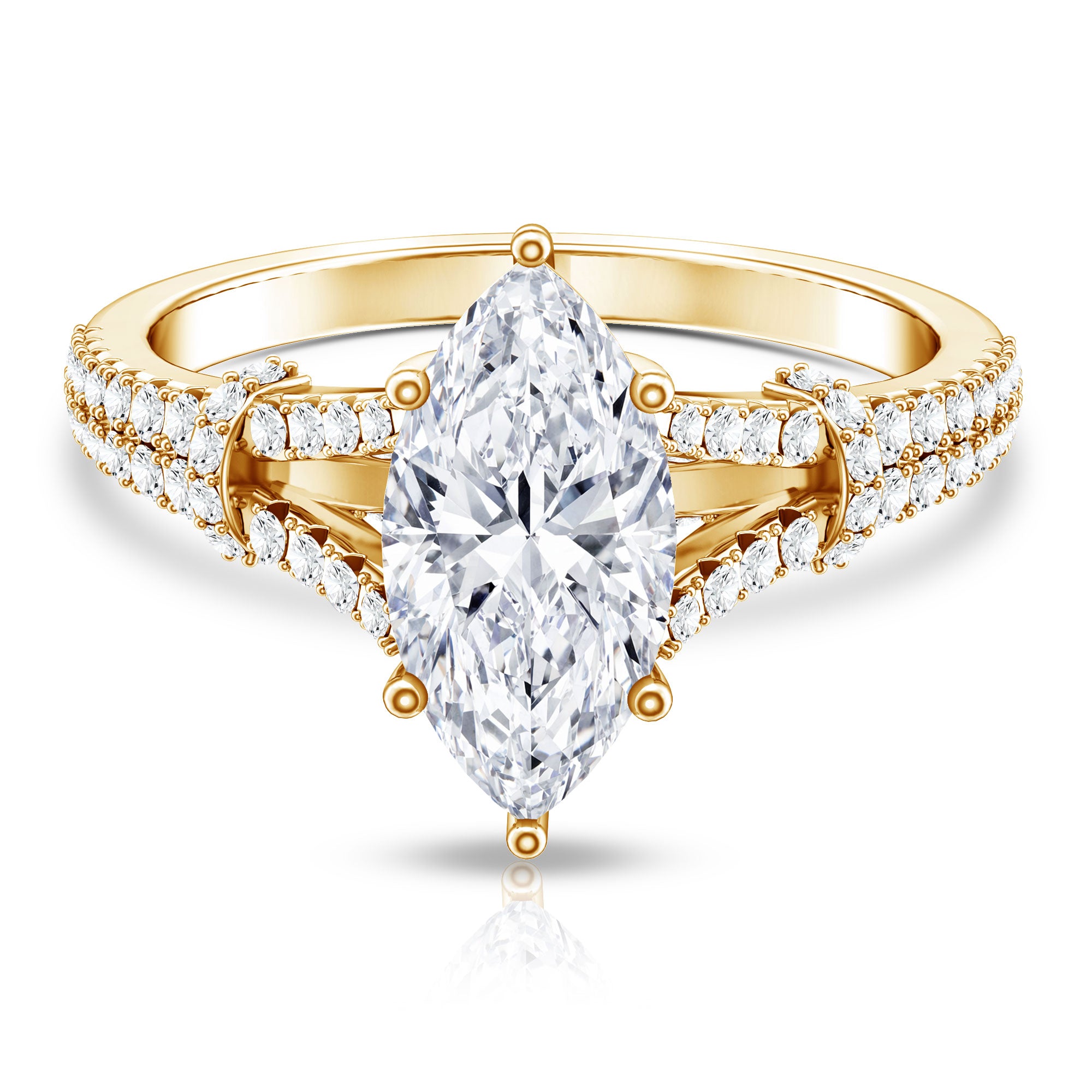 IGI Certified 2 Carat Lab Grown Marquise Diamond Engagement Ring with Split Shank Lab - ( E-VS1 ) - Rosec Jewels