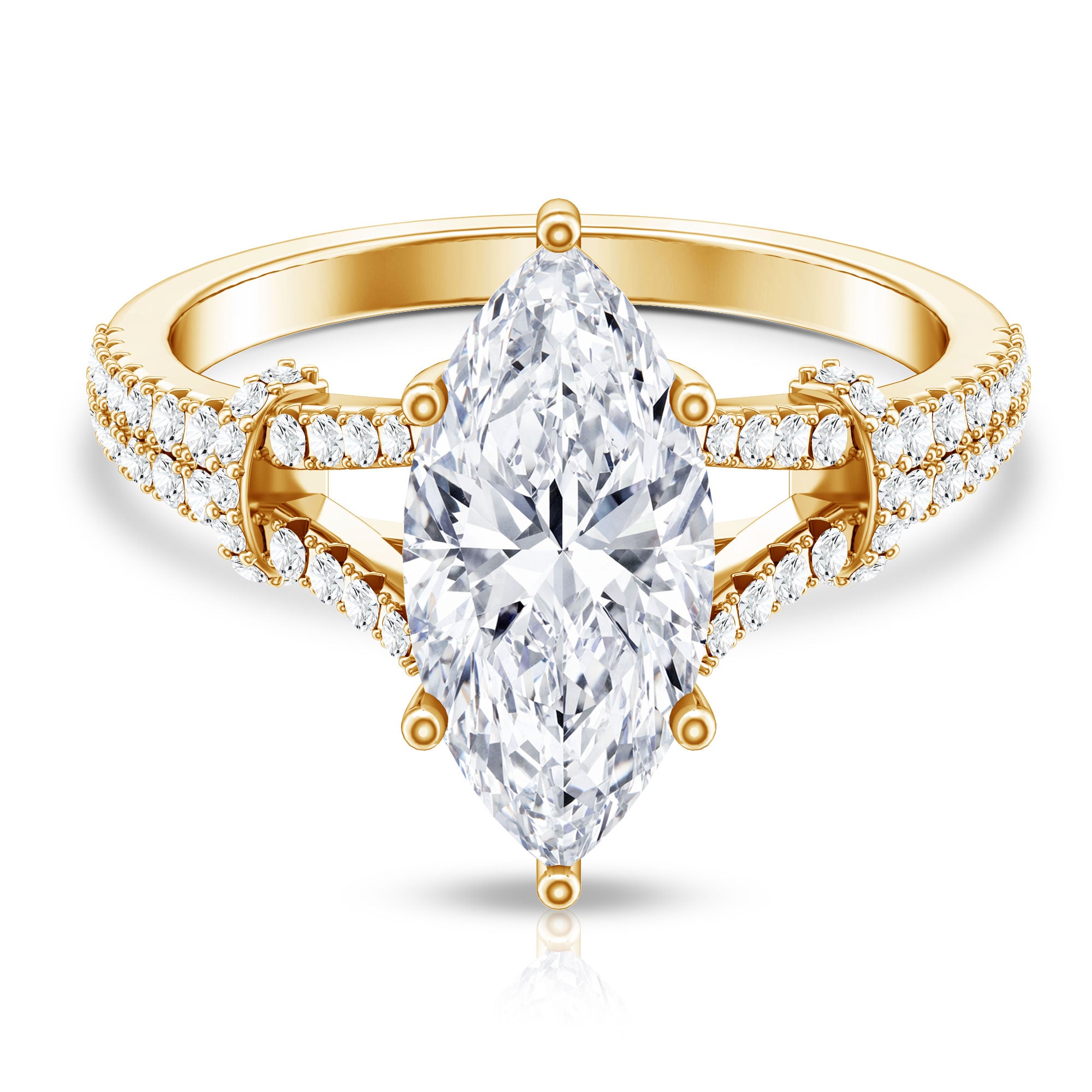 Vintage Inspired Marquise Cut Lab Grown Diamond Split Shank Engagement Ring IGI Certified 3 Carat Lab - ( E-VS1 ) - Rosec Jewels