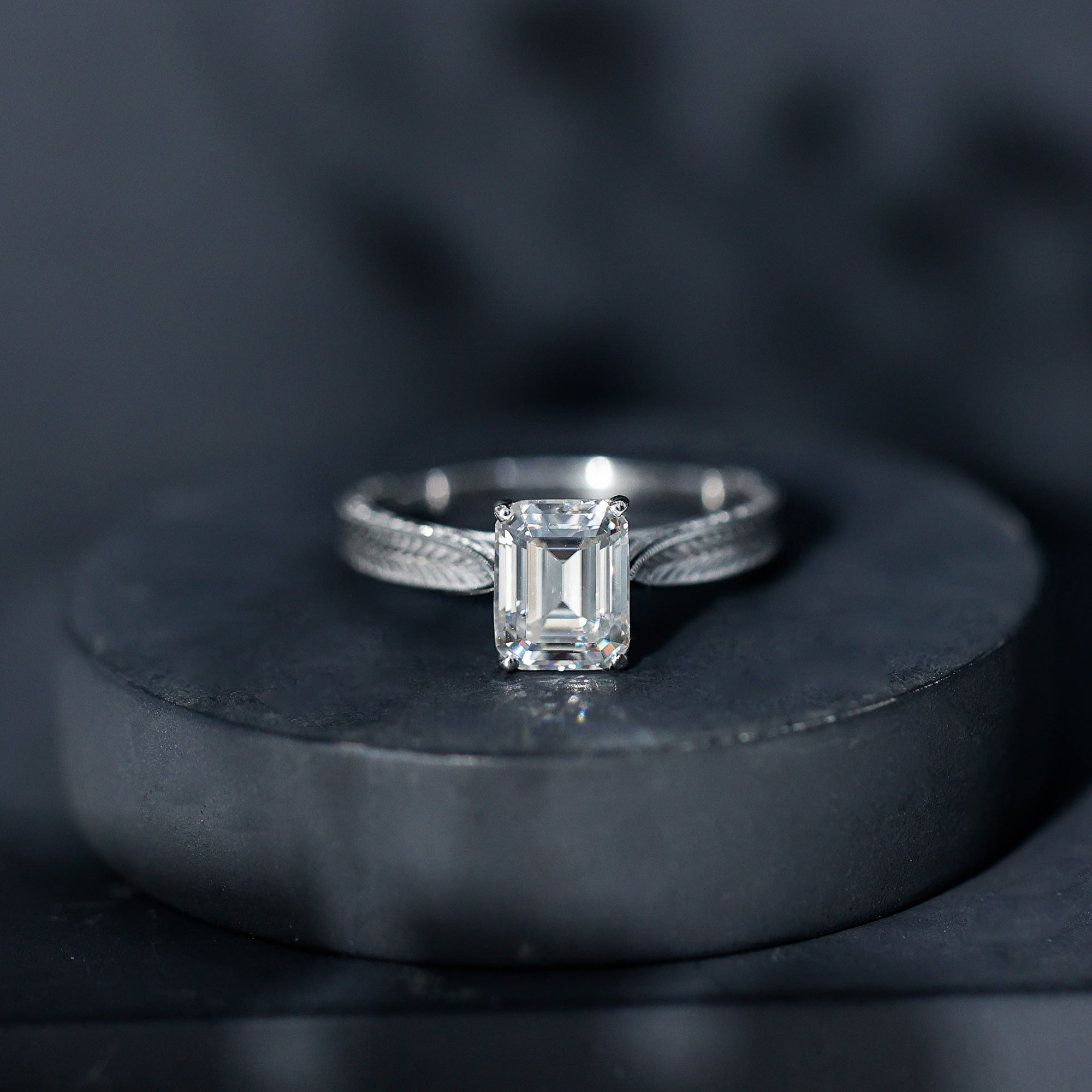 Ethically Sourced 3 Carat Lab Grown Diamond Emerald Cut Engagement Ring IGI Certified Lab - ( E-VS1 ) - Rosec Jewels