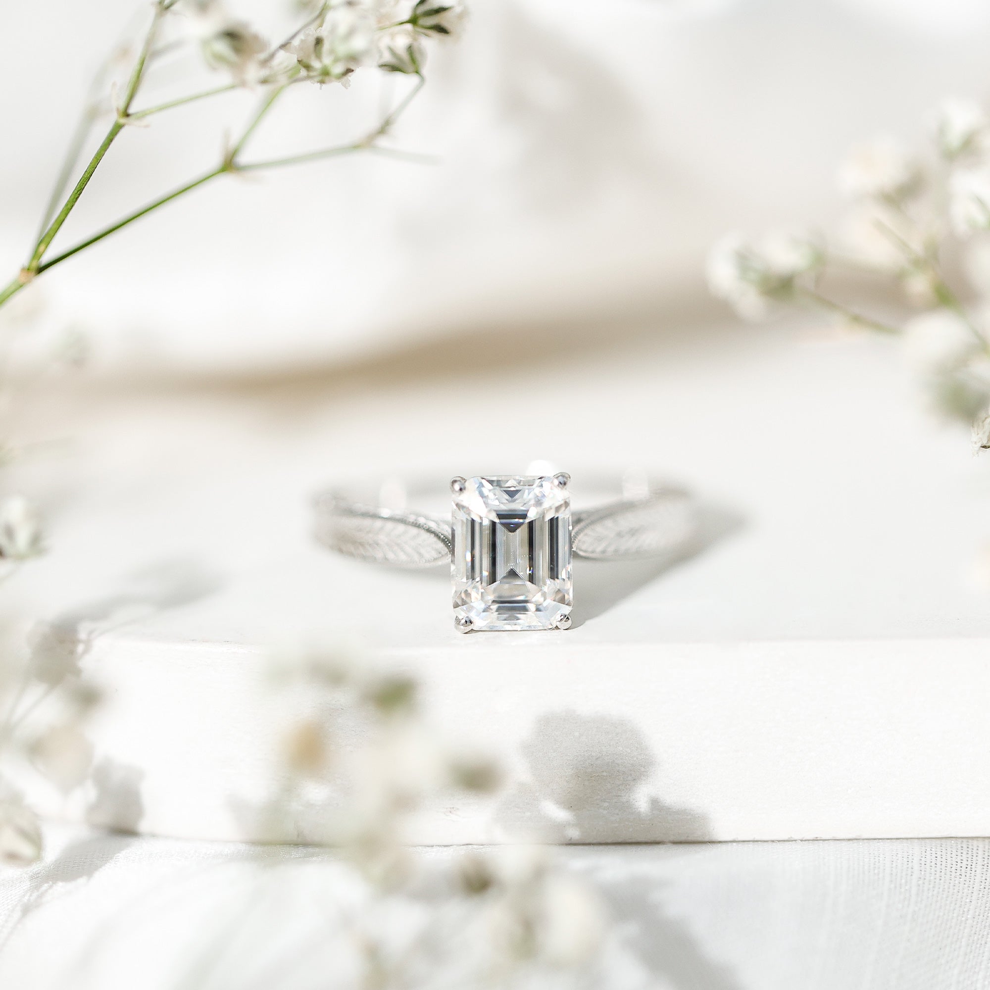 Ethically Sourced 3 Carat Lab Grown Diamond Emerald Cut Engagement Ring IGI Certified Lab - ( E-VS1 ) - Rosec Jewels