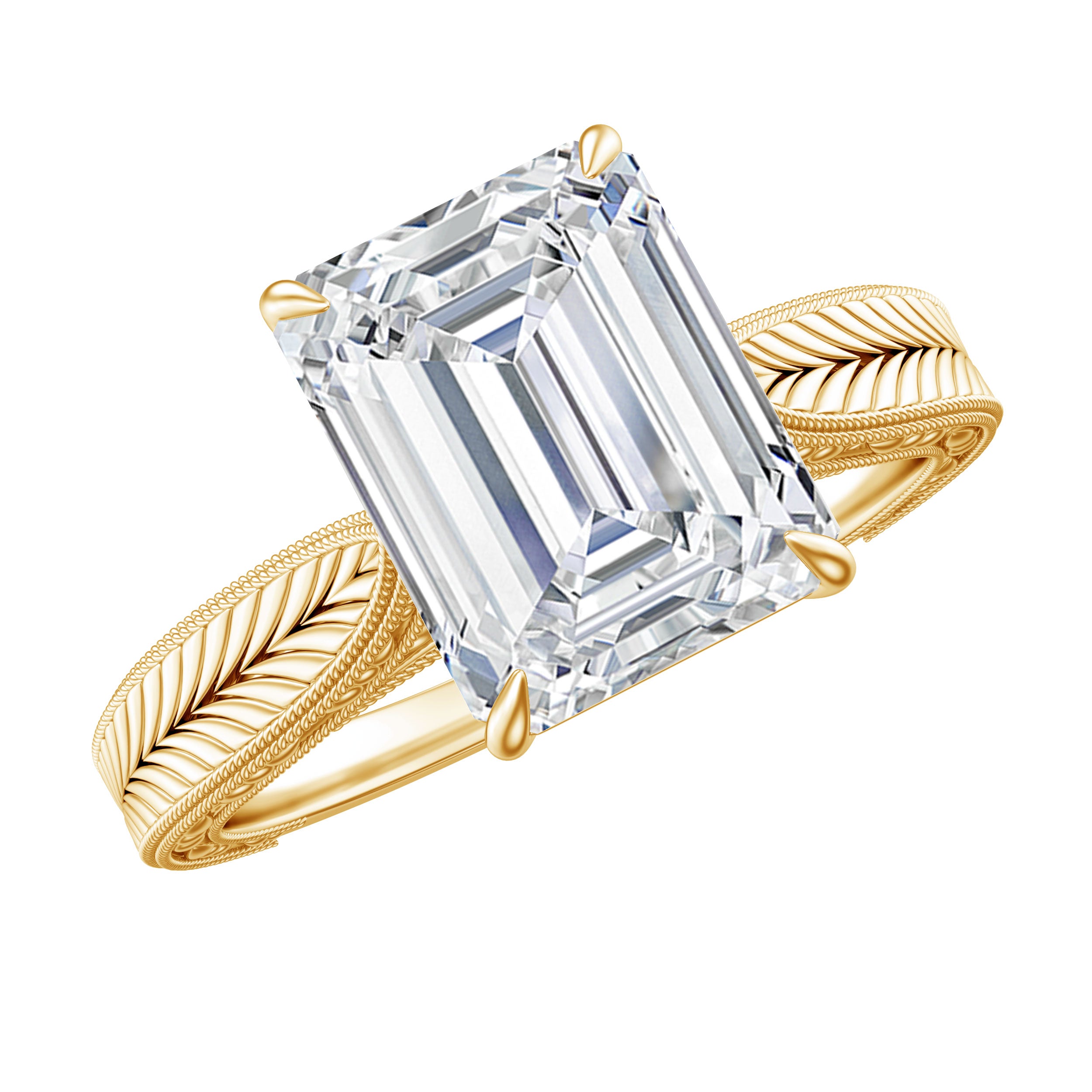 Ethically Sourced 3 Carat Lab Grown Diamond Emerald Cut Engagement Ring IGI Certified Lab - ( E-VS1 ) - Rosec Jewels