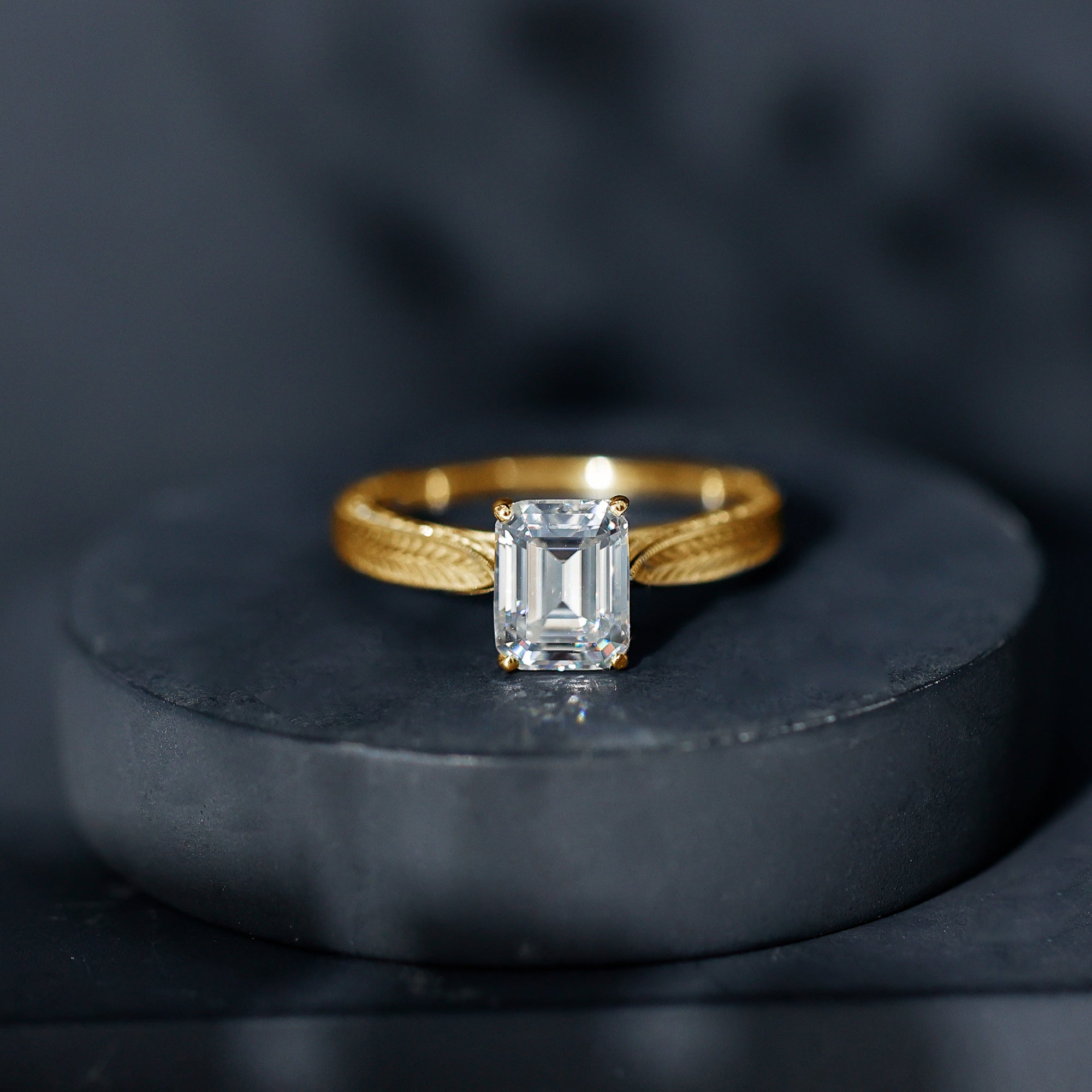 Ethically Sourced 3 Carat Lab Grown Diamond Emerald Cut Engagement Ring IGI Certified Lab - ( E-VS1 ) - Rosec Jewels