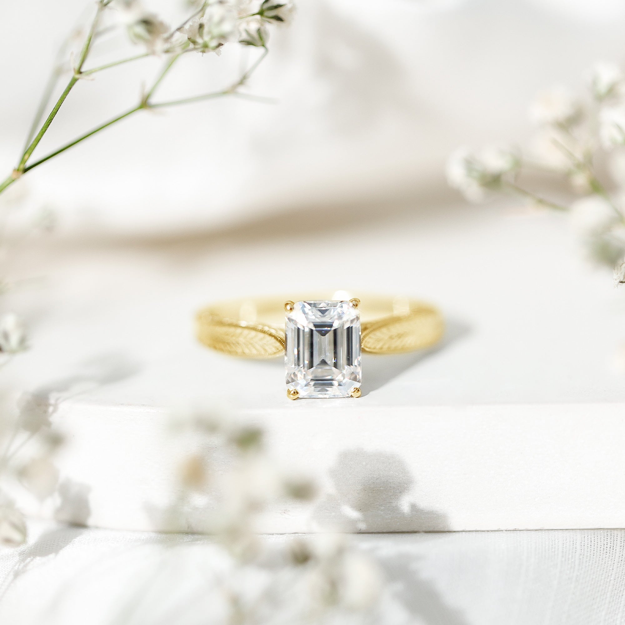 Ethically Sourced 3 Carat Lab Grown Diamond Emerald Cut Engagement Ring IGI Certified Lab - ( E-VS1 ) - Rosec Jewels