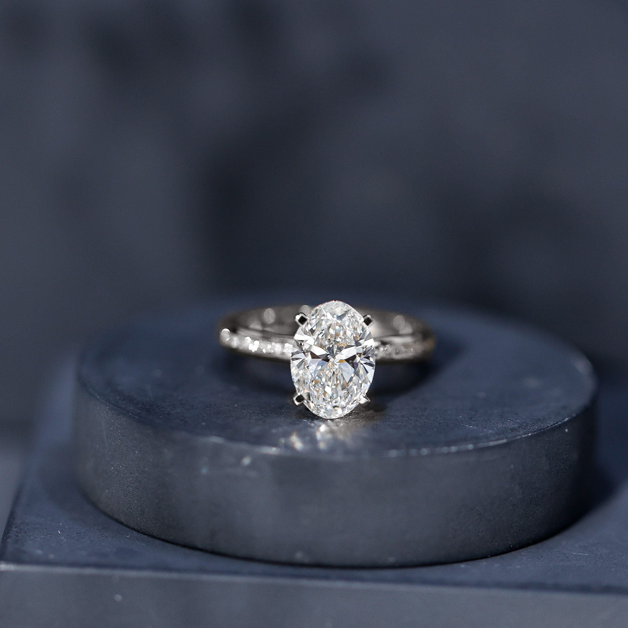 IGI Certified 3 Carat Lab Grown Diamond Oval Engagement Ring for Women Lab - ( E-VS1 ) - Rosec Jewels