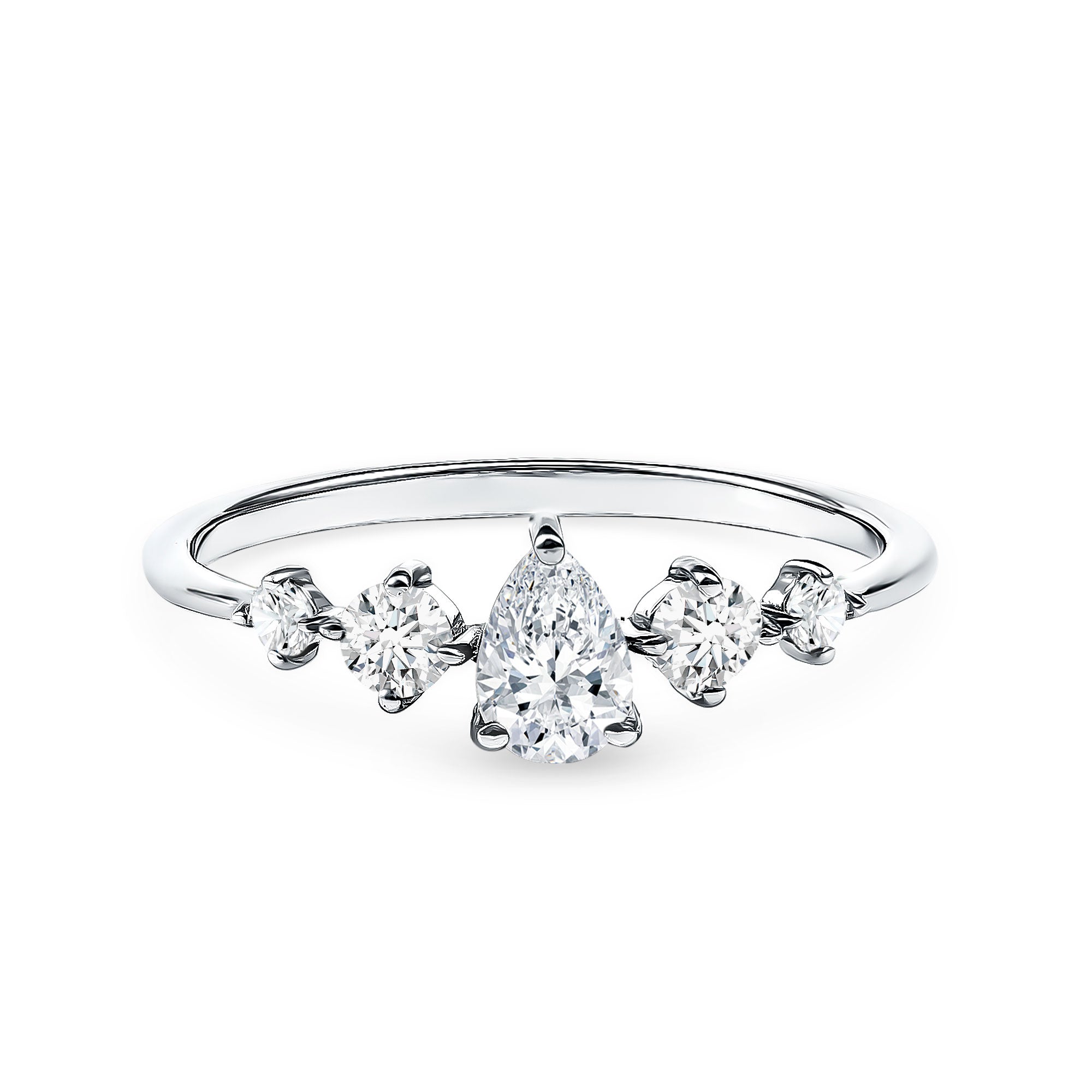 Rosec Jewels-Graduated Style Pear and Round Lab Grown Diamond Engagement Ring