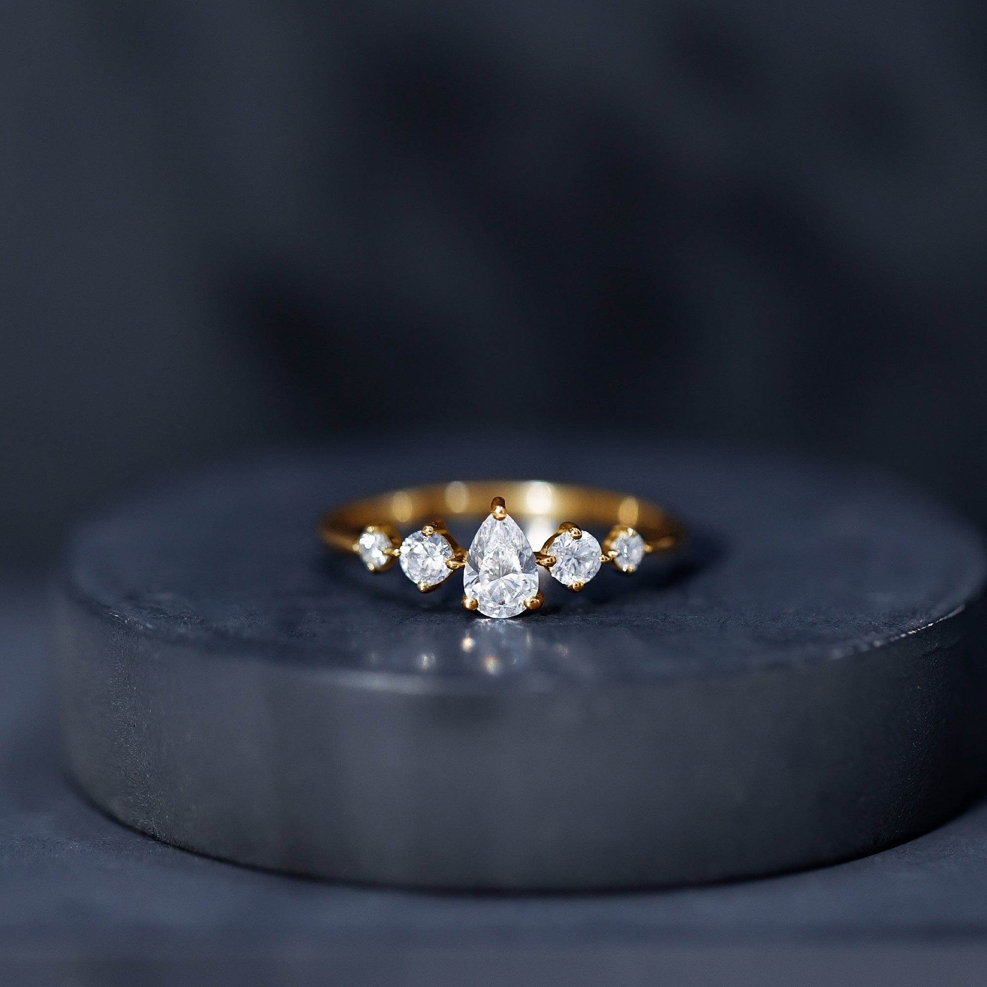 Rosec Jewels-Graduated Style Pear and Round Lab Grown Diamond Engagement Ring
